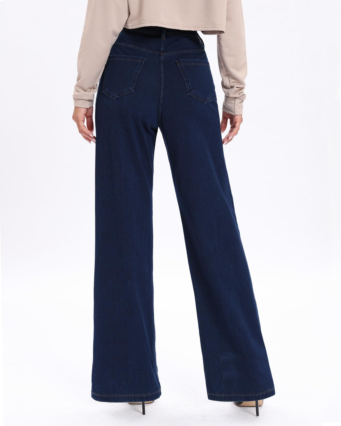 Pull On Jeans for Women Wide Leg High Waisted Stretch Baggy Jeans Casual Trendy Straight Denim Pants (with Plus Size)