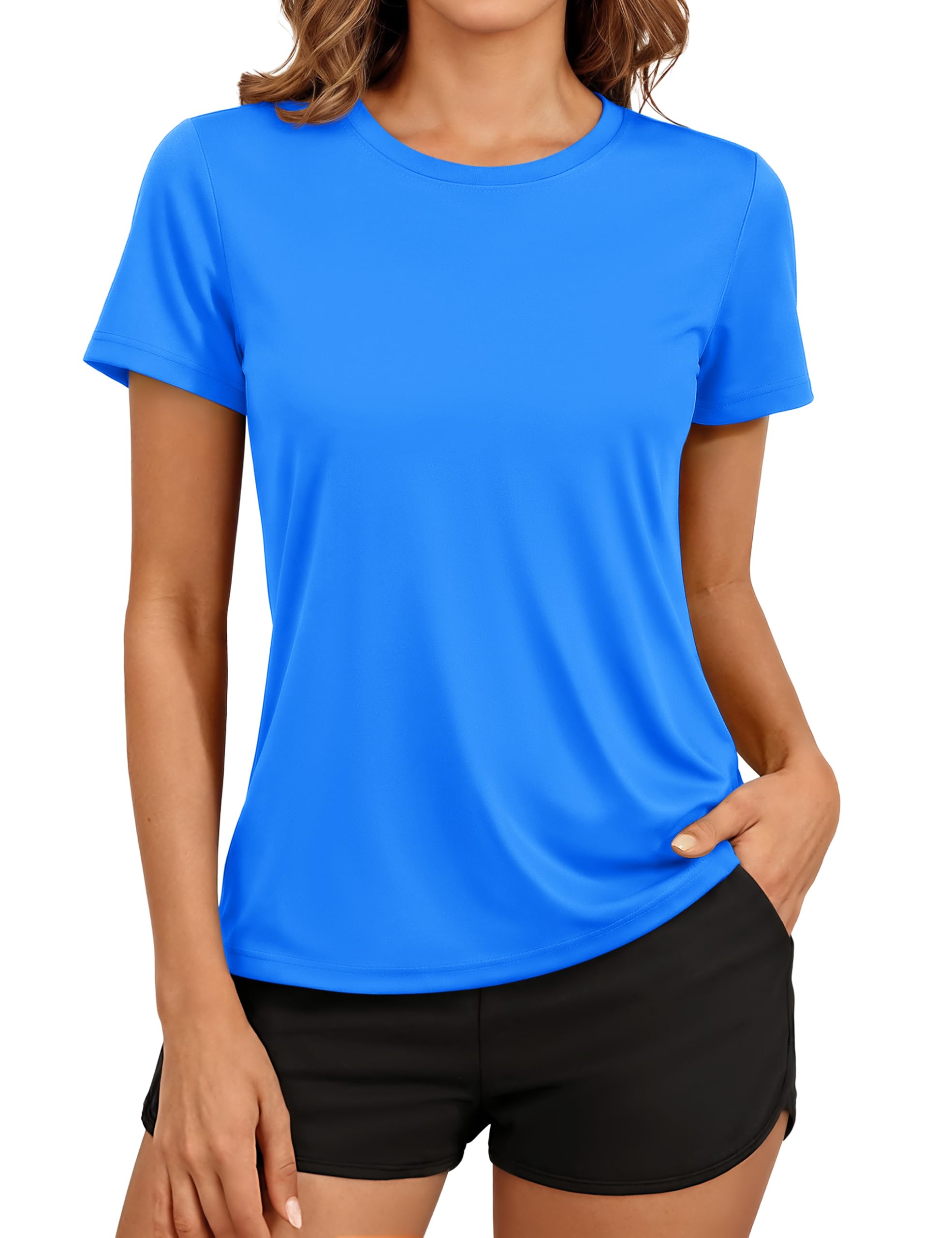 TACVASEN Women's Short Sleeve Workout Shirts UPF 50+ Sun Protection Quick Dry Athletic Tops for Running Gym Tee