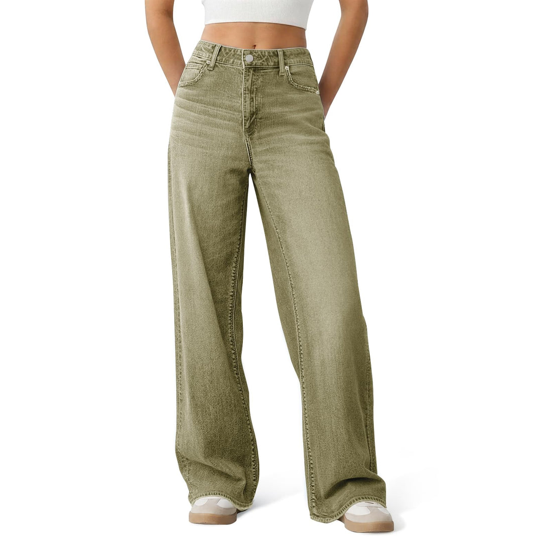Women's Wide Leg Jeans High Waisted Baggy Straight Leg Loose Stretchy Casual Denim Pants