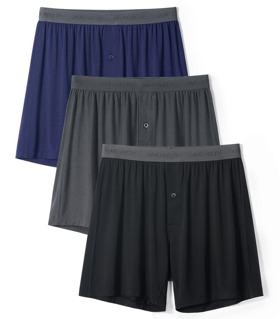 DAVID ARCHY Men's Bamboo Rayon Boxers Breathable Cooling Mens Boxer Shorts with Button Fly Relaxed Fit Underwear 3/4/5 Pack