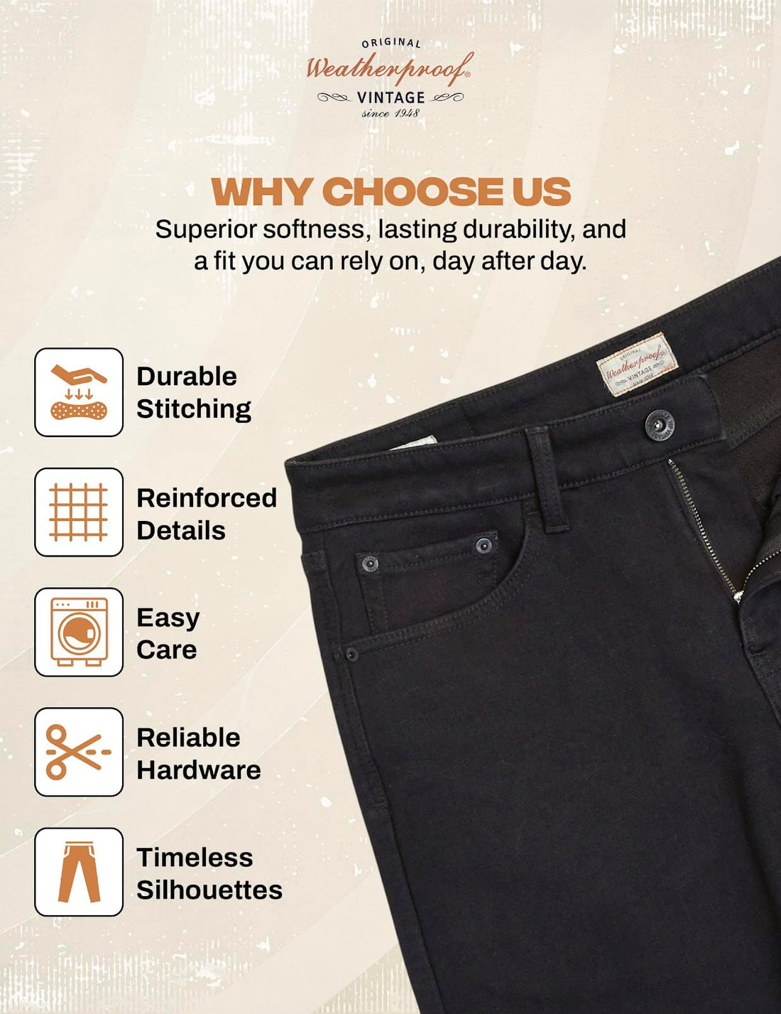 Weatherproof Vintage Fleece Lined Jeans Men - Regular Fit | Soft & Warm, Cold Weather Insulated Fleece Winter Pants for Men