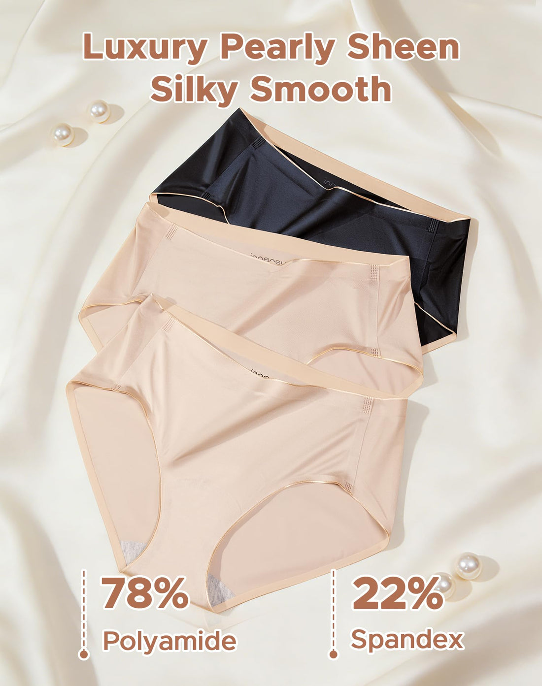 INNERSY Women's Underwear Silky Hipster Panties 3-Pack