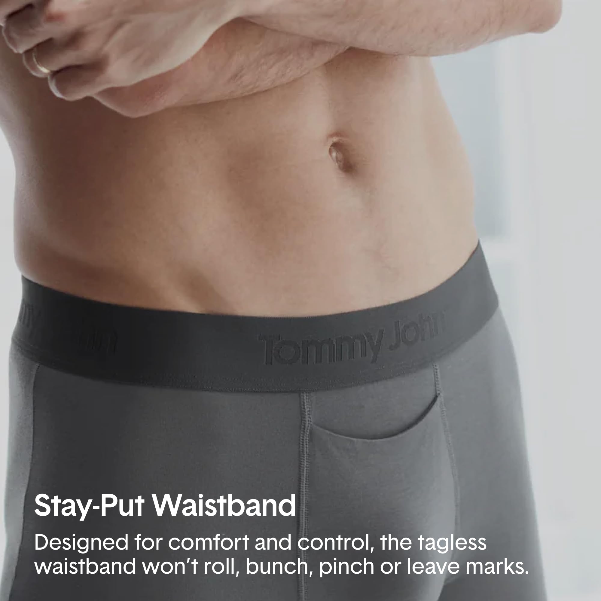 Tommy John Men's Trunk 4” Underwear, Second Skin Boxers with Supportive Contour Pouch, Soft, Breathable Stretch Fabric Boxers