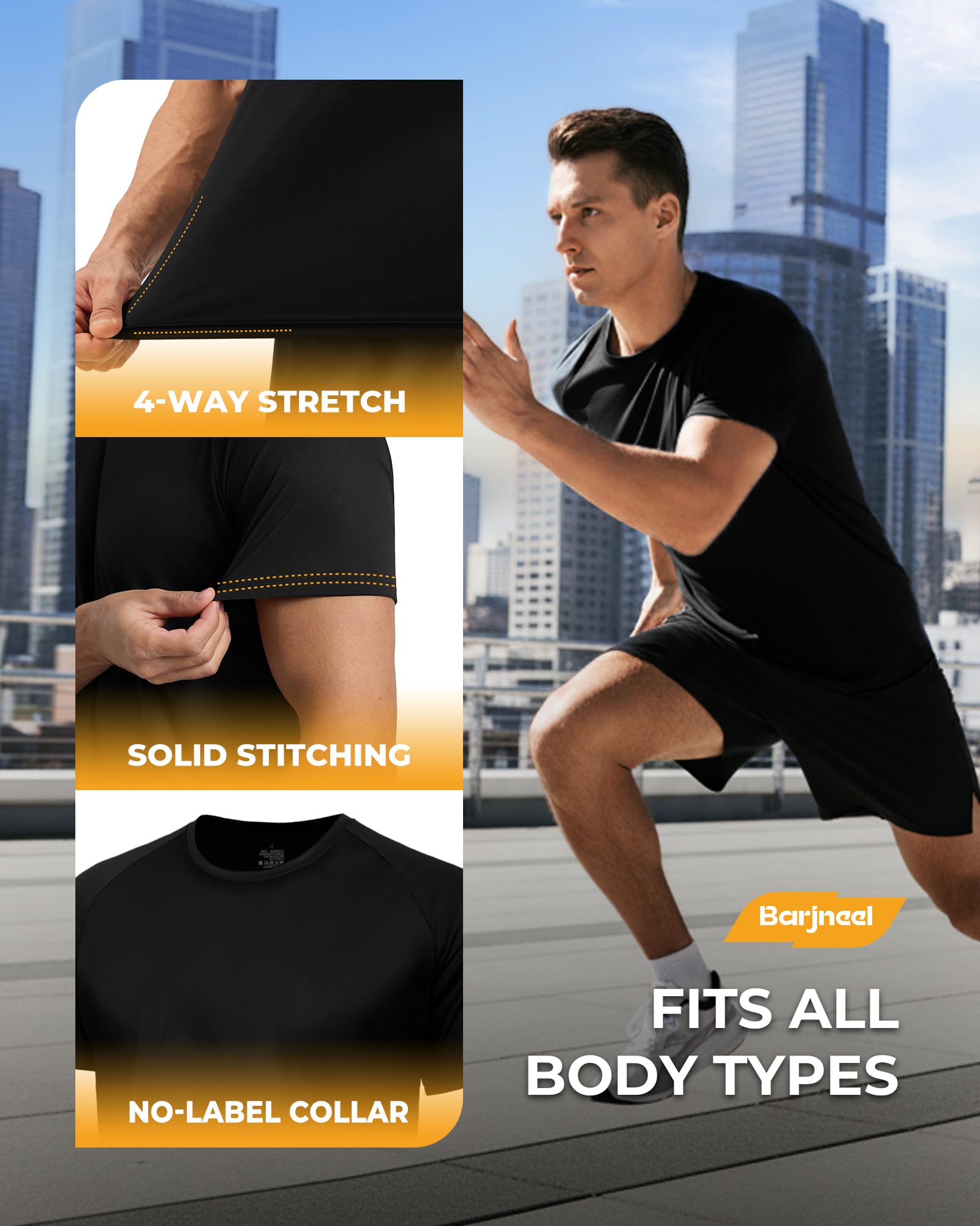 2 Pack Workout Shirts for Men - Casual Quick Dry Men's T-Shirts for Gym | Black Moisture Wicking Crew Neck Cooling Summer Short Sleeve Tees for Running Athletic