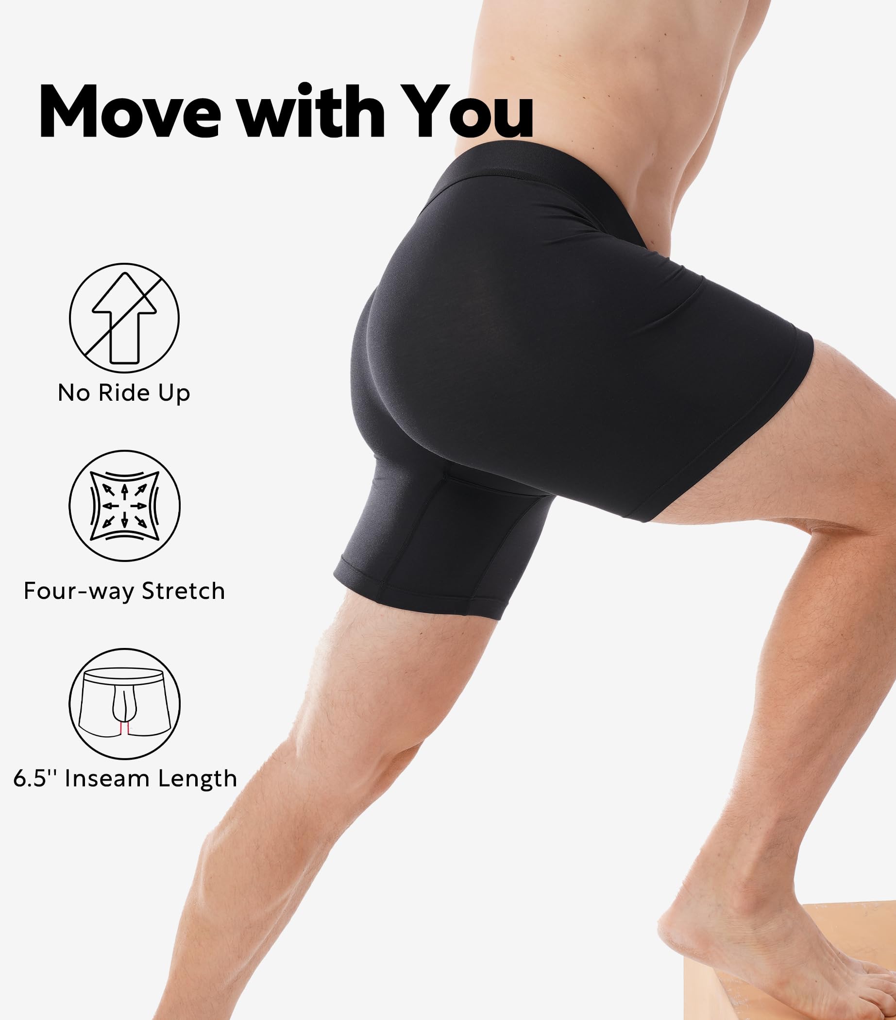 DAVID ARCHY Mens Underwear Breathable Silky Soft Modal Boxer Briefs for Men Pack 4, Wide Waistband No Ride Up