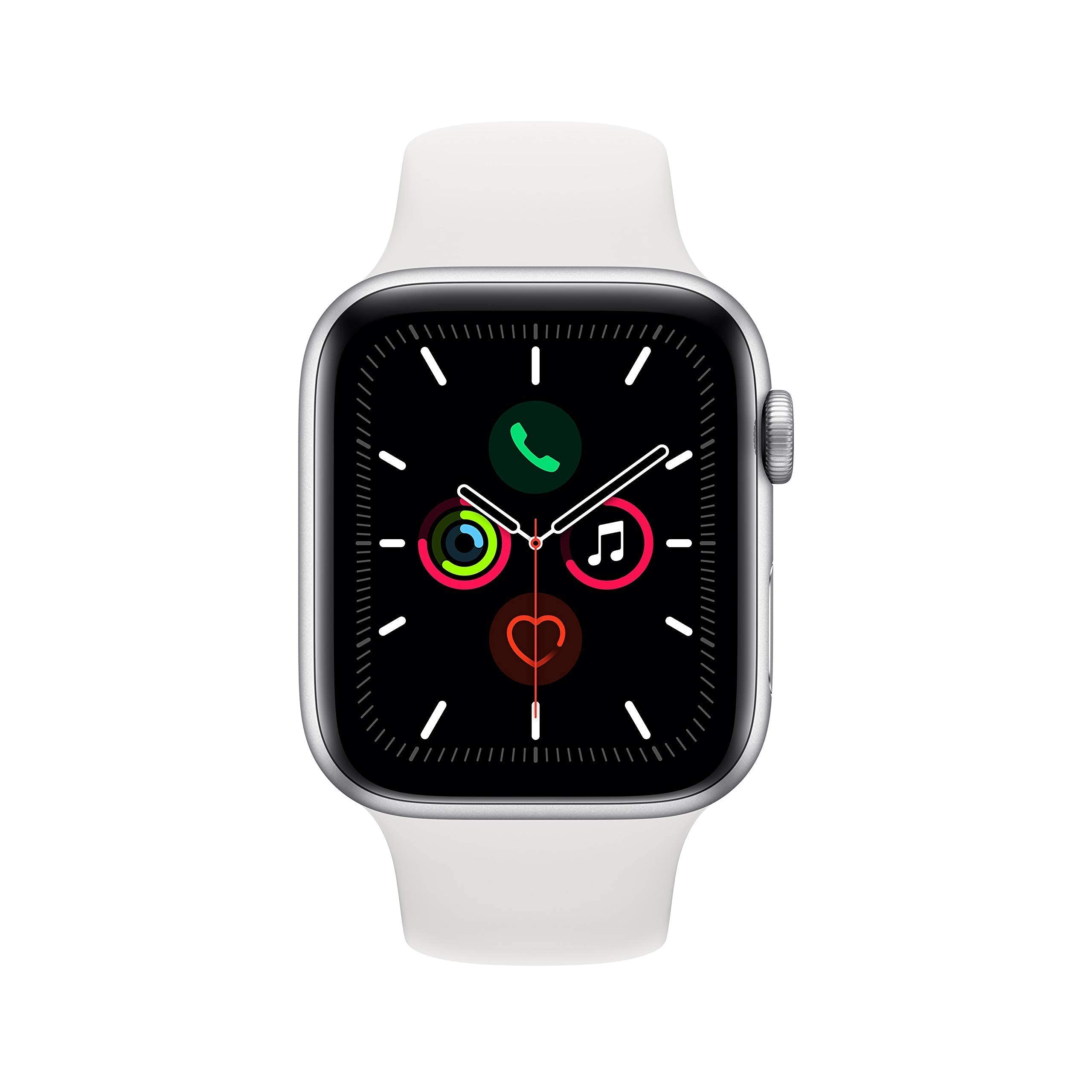 Apple Watch Series 5 (GPS, 44MM) - Space Gray Aluminum Case with Black Sport Band (Renewed)