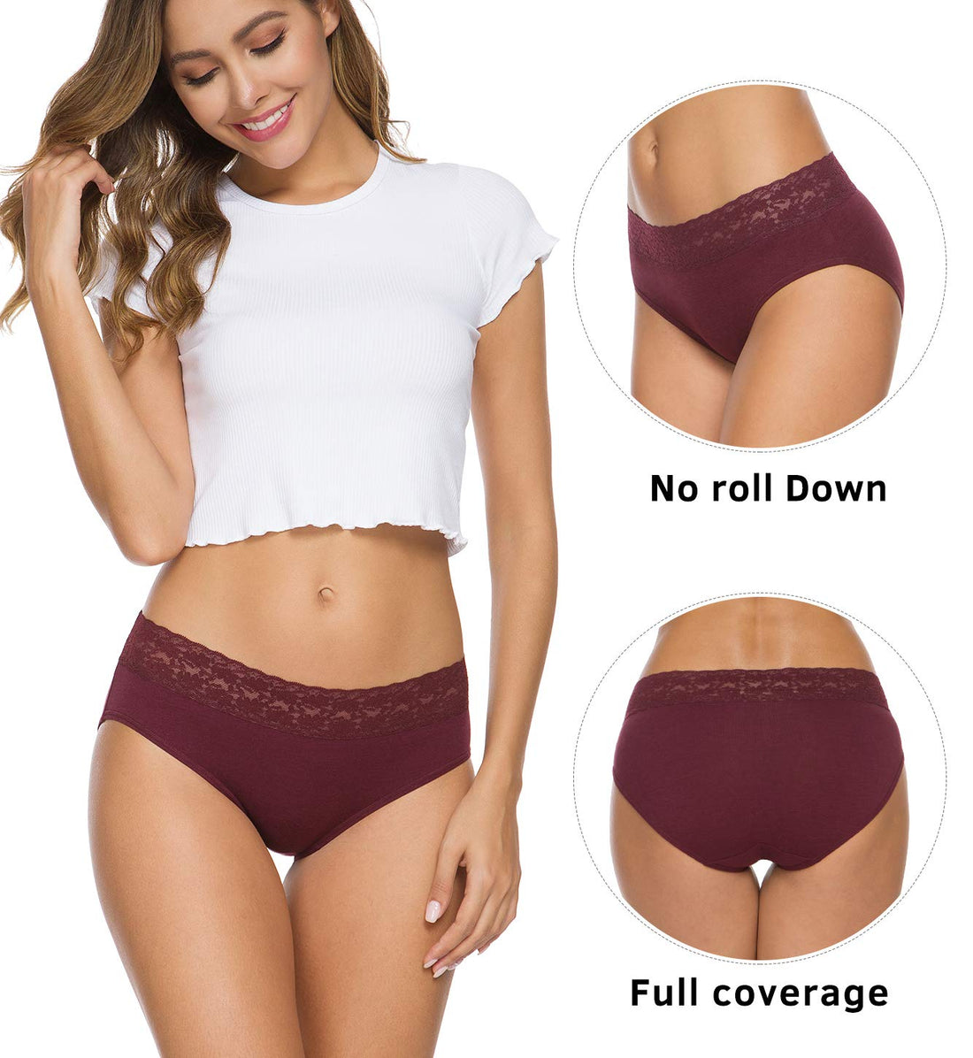 Hipster Panties for Women Underwear Lace Bikini Hip-huggers Panties 5 Pack