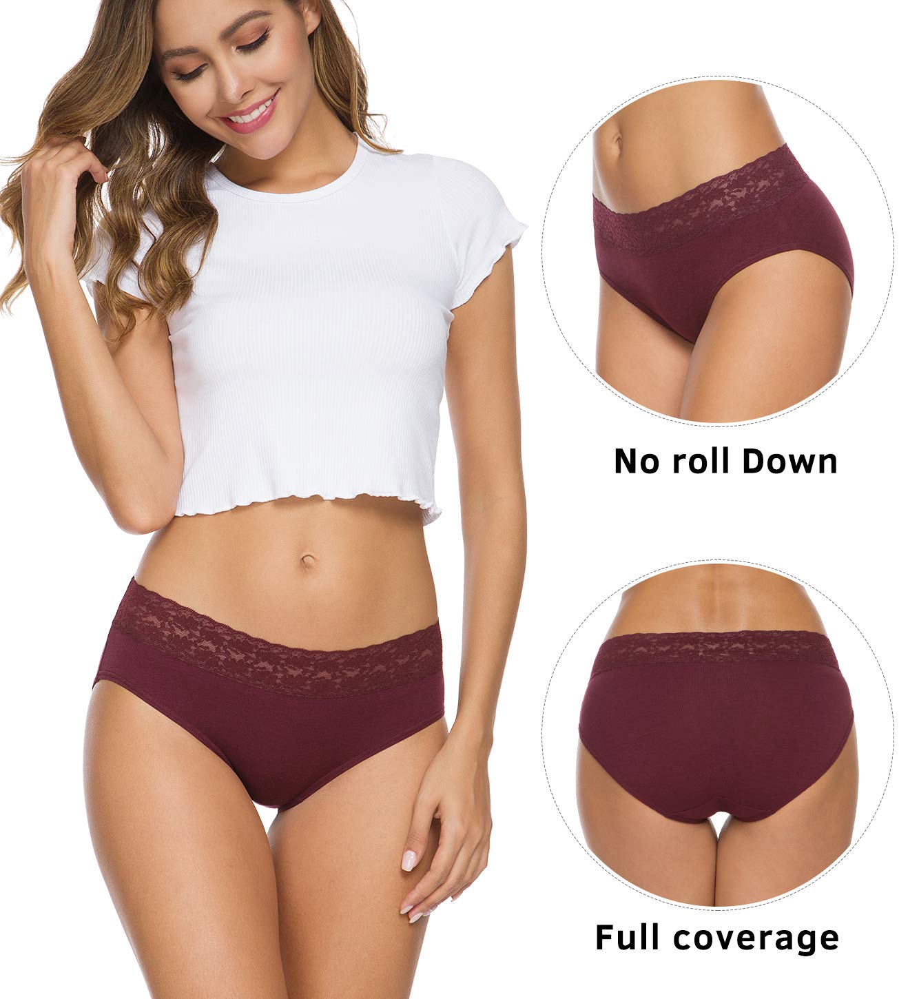 Hipster Panties for Women Underwear Lace Bikini Hip-huggers Panties 5 Pack