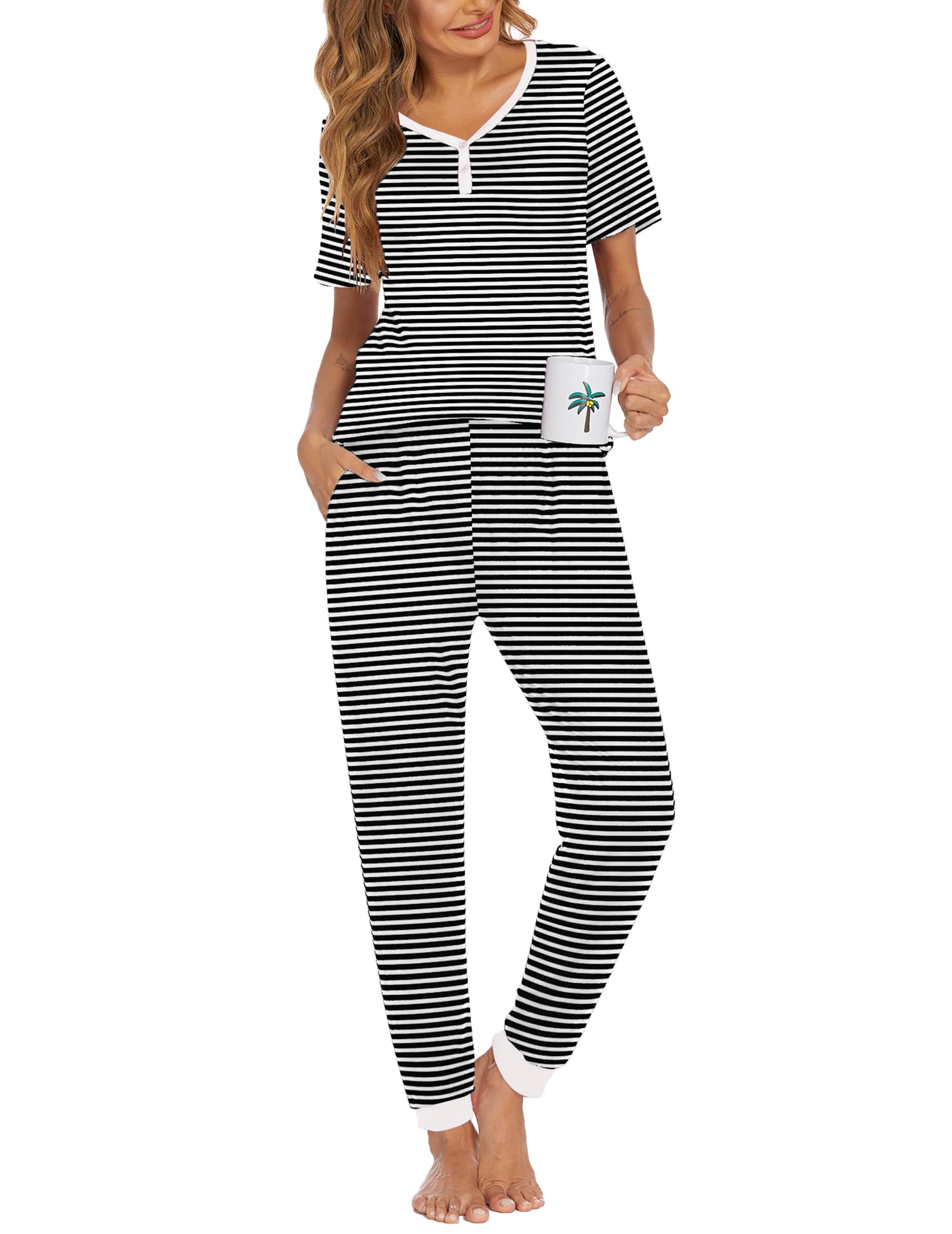 Ekouaer Pajamas for Women Set 2 Piece Fall Sleepwear with Pockets