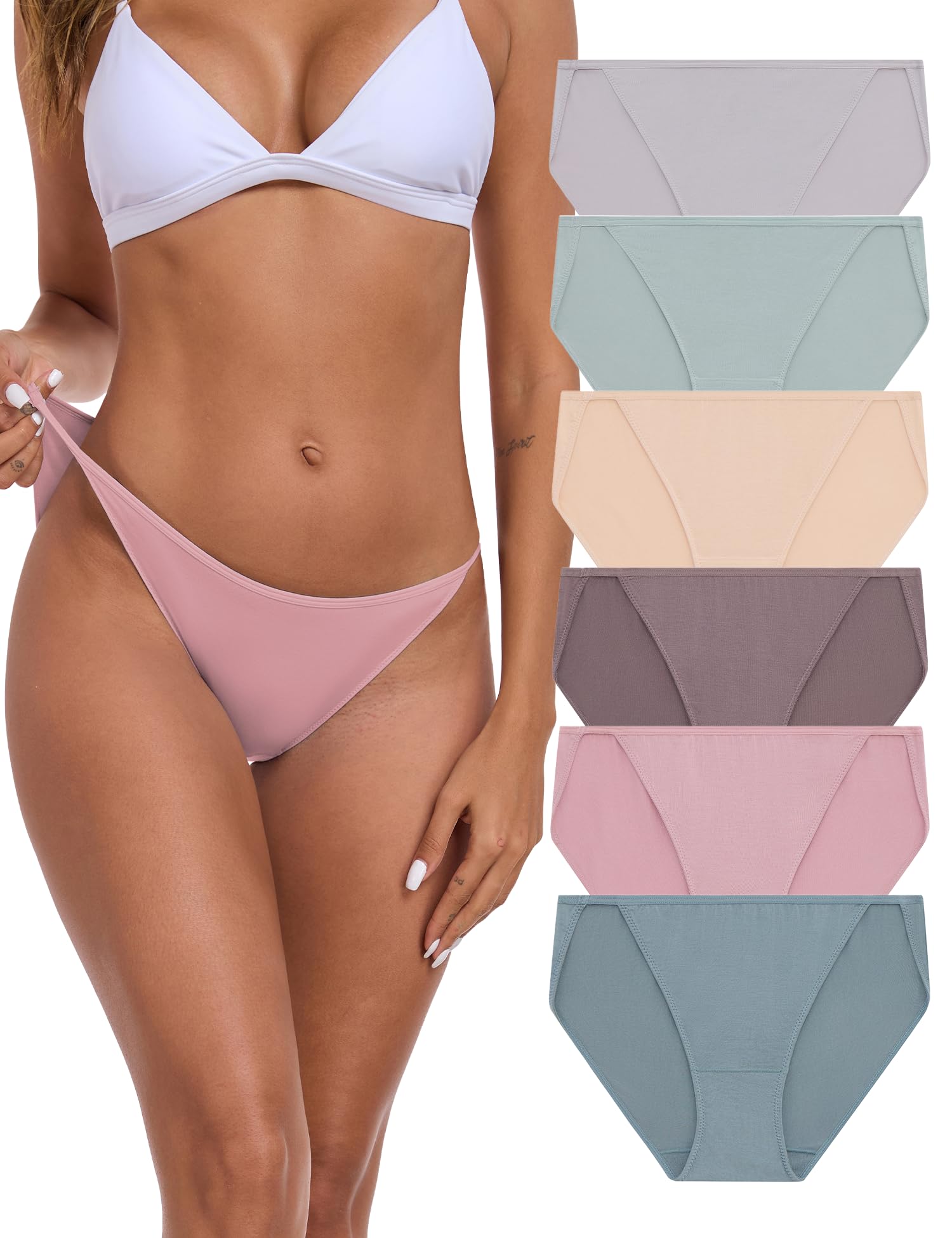 ANLIQI Women’s High Cut String Bikini Underwear Soft Modal Low Rise No Show Panties Plus Size Bikini Panties Multi Pack