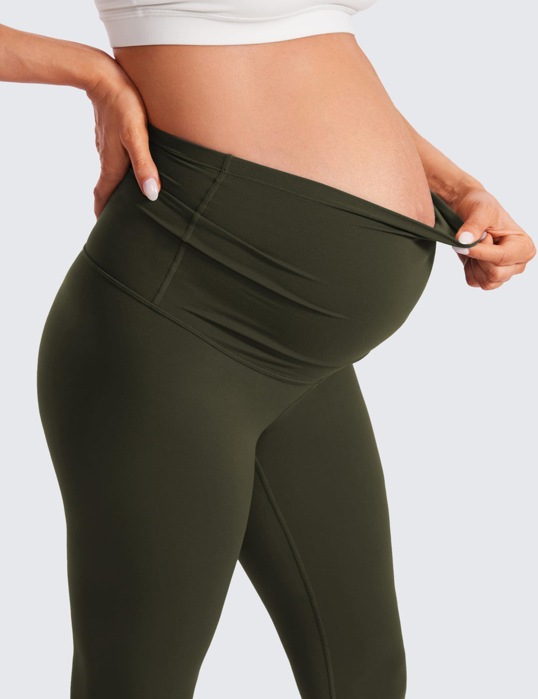 CRZ YOGA Maternity Leggings 25" | Butterluxe, Extremely Soft, Gentle Compression, Yoga, Super High Rise, U-shaped Belly, Pregnancy and Postpartum