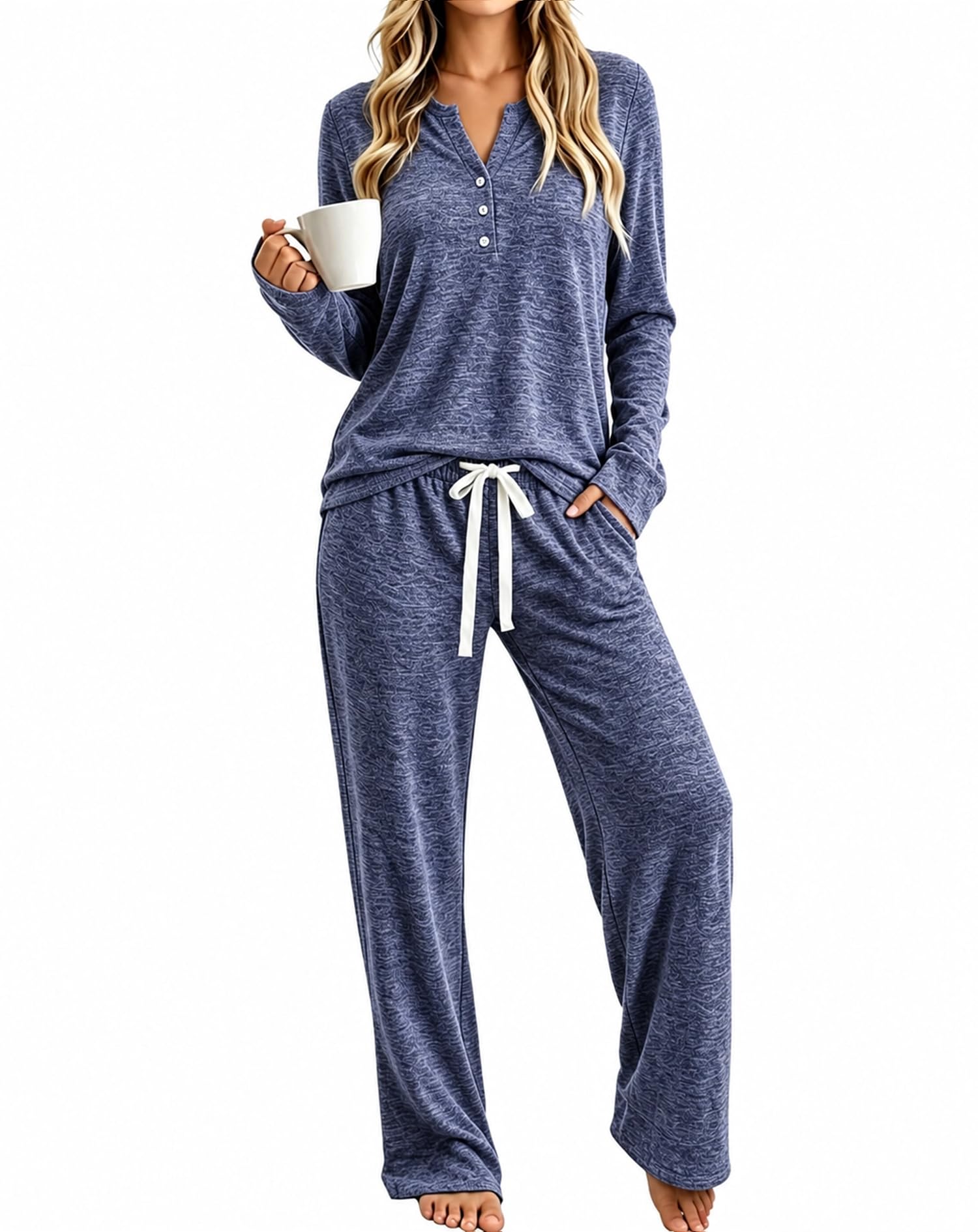 Womens Pajamas Set Long Sleeve Soft Loungewear 2 Pieces Fall&Winter