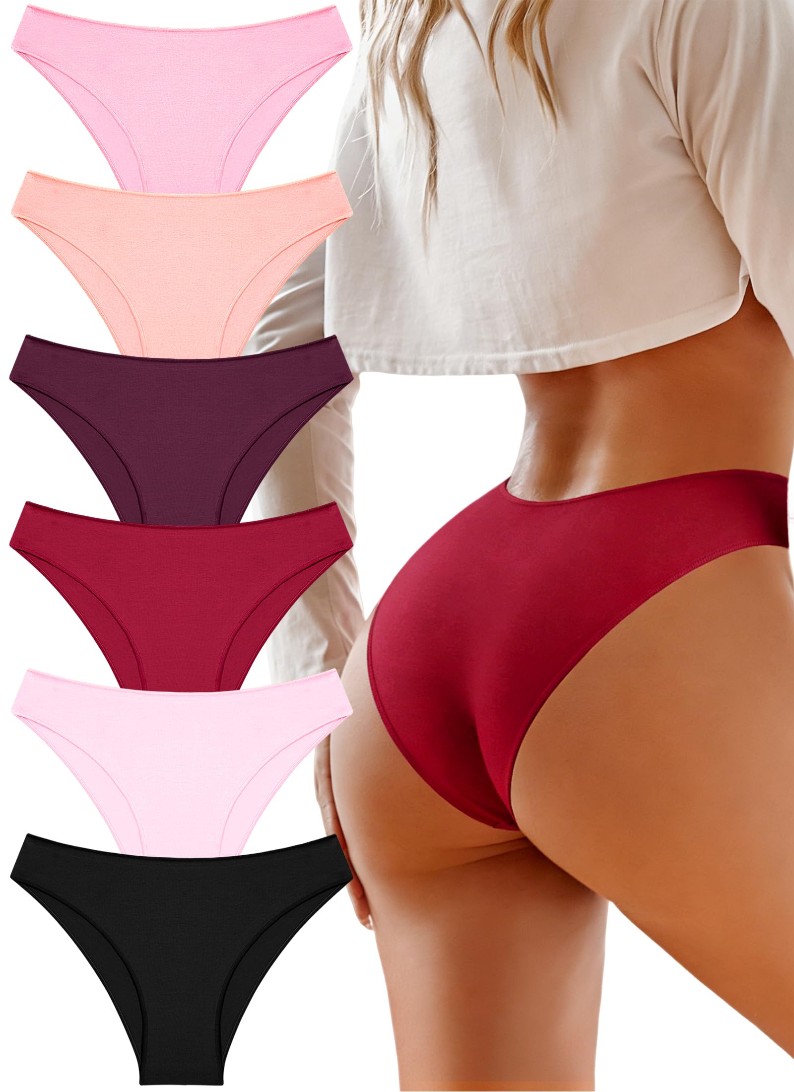 UNDER THE SEA Cotton Underwear for Women 6 Pack Sexy Bikini High Cut Breathable Cheeky Panties Underwear Womens Lingerie