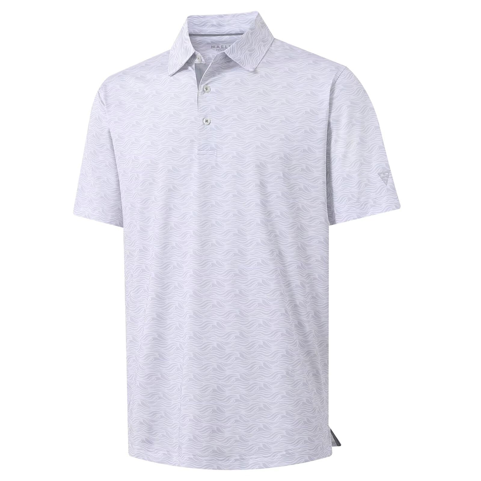 M MAELREG Mens Golf Shirt Short Sleeve Dry Fit Print Moisture Wicking Performance Patterns Collared Polo Shirt