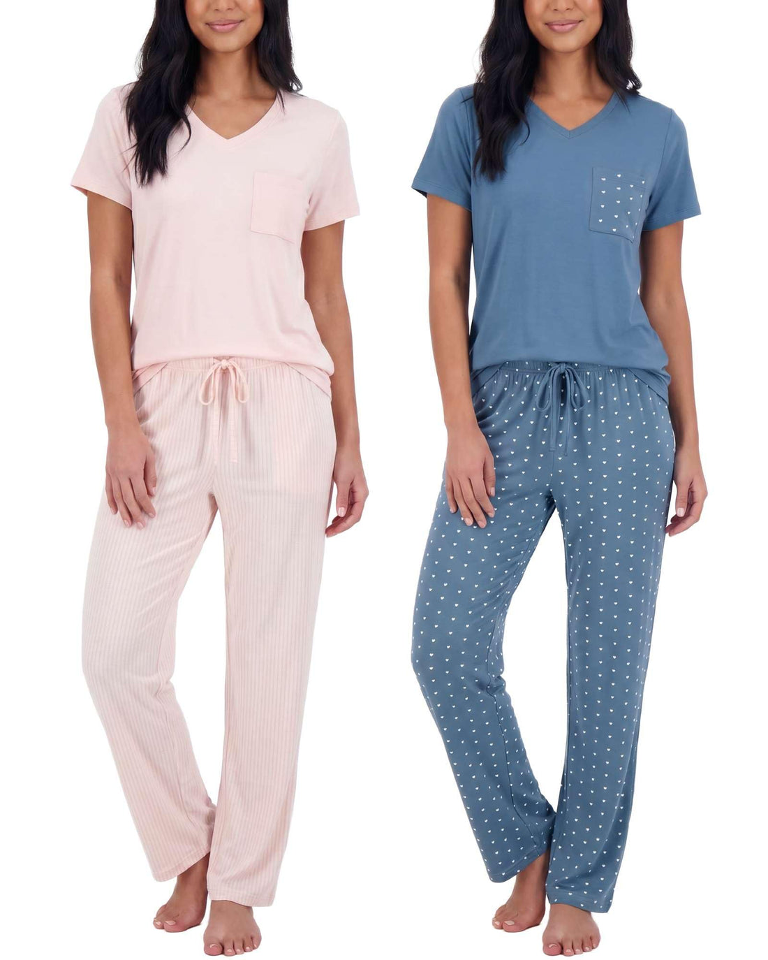 2 Pack Women's Pajama Sets Short Sleeve Sleepwear Comfy Cute Loungewear PJ