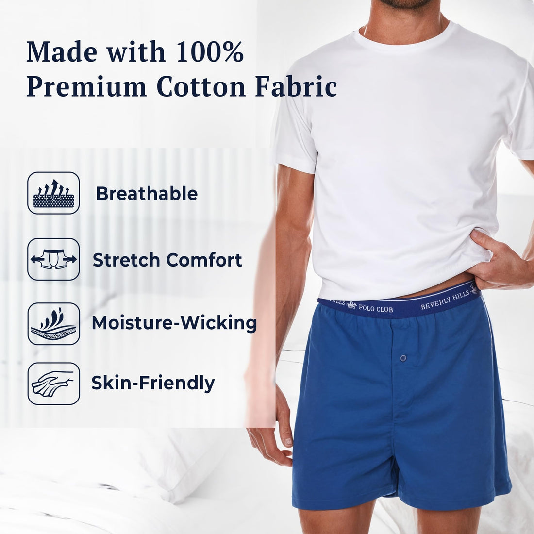 Beverly Hills Polo Club Men's 4 Pack Knit Boxer Short