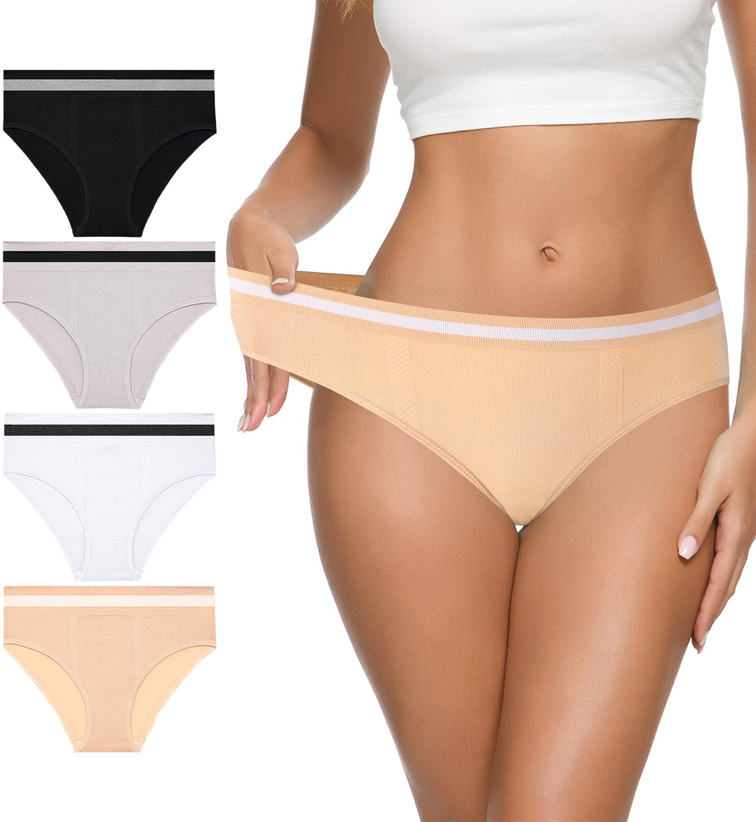 Eiggam Women's Cotton Bikini Panties,High-Cut Full Coverage Stretch Cool Underwear for Women