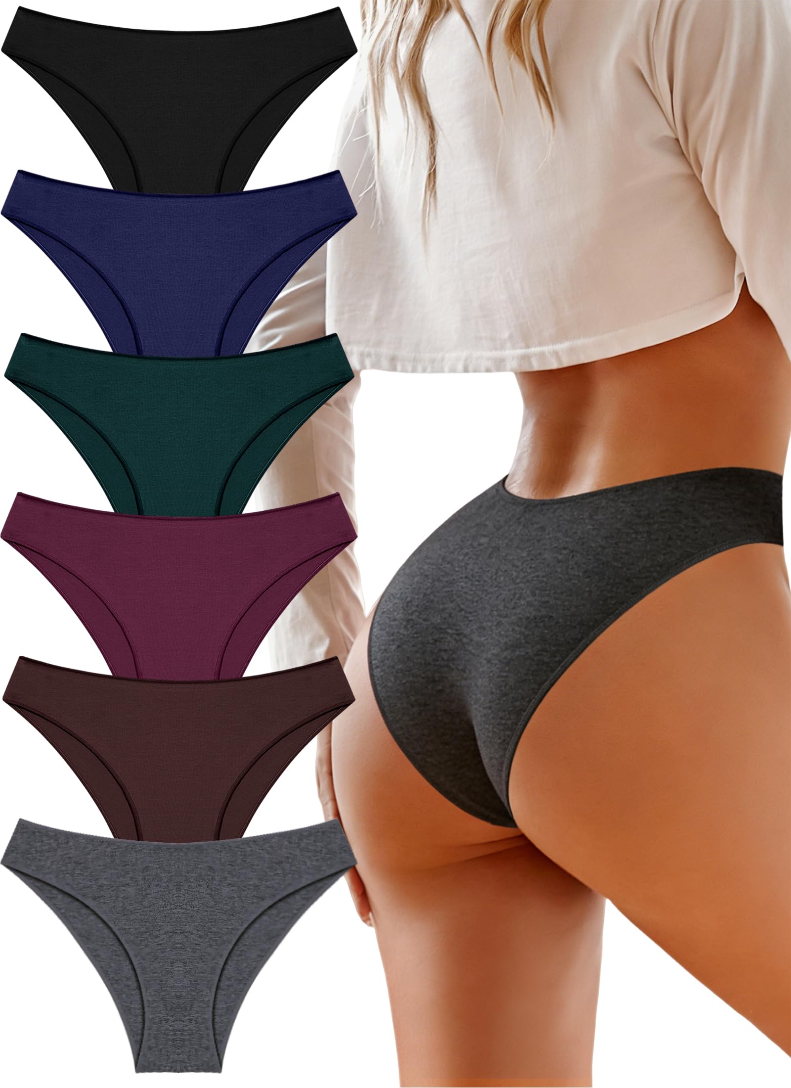UNDER THE SEA Cotton Underwear for Women 6 Pack Sexy Bikini High Cut Breathable Cheeky Panties Underwear Womens Lingerie