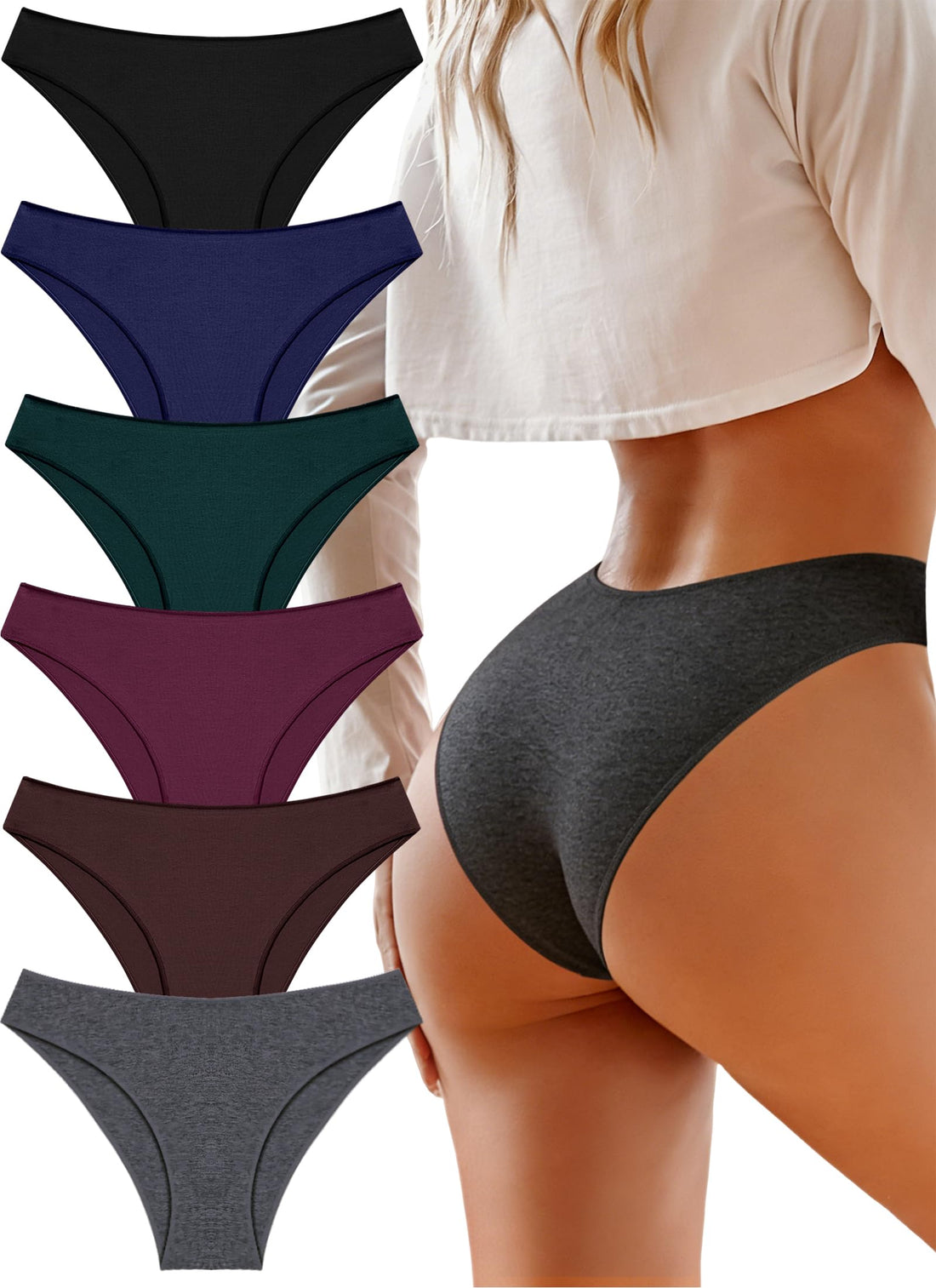 UNDER THE SEA Cotton Underwear for Women 6 Pack Sexy Bikini High Cut Breathable Cheeky Panties Underwear Womens Lingerie