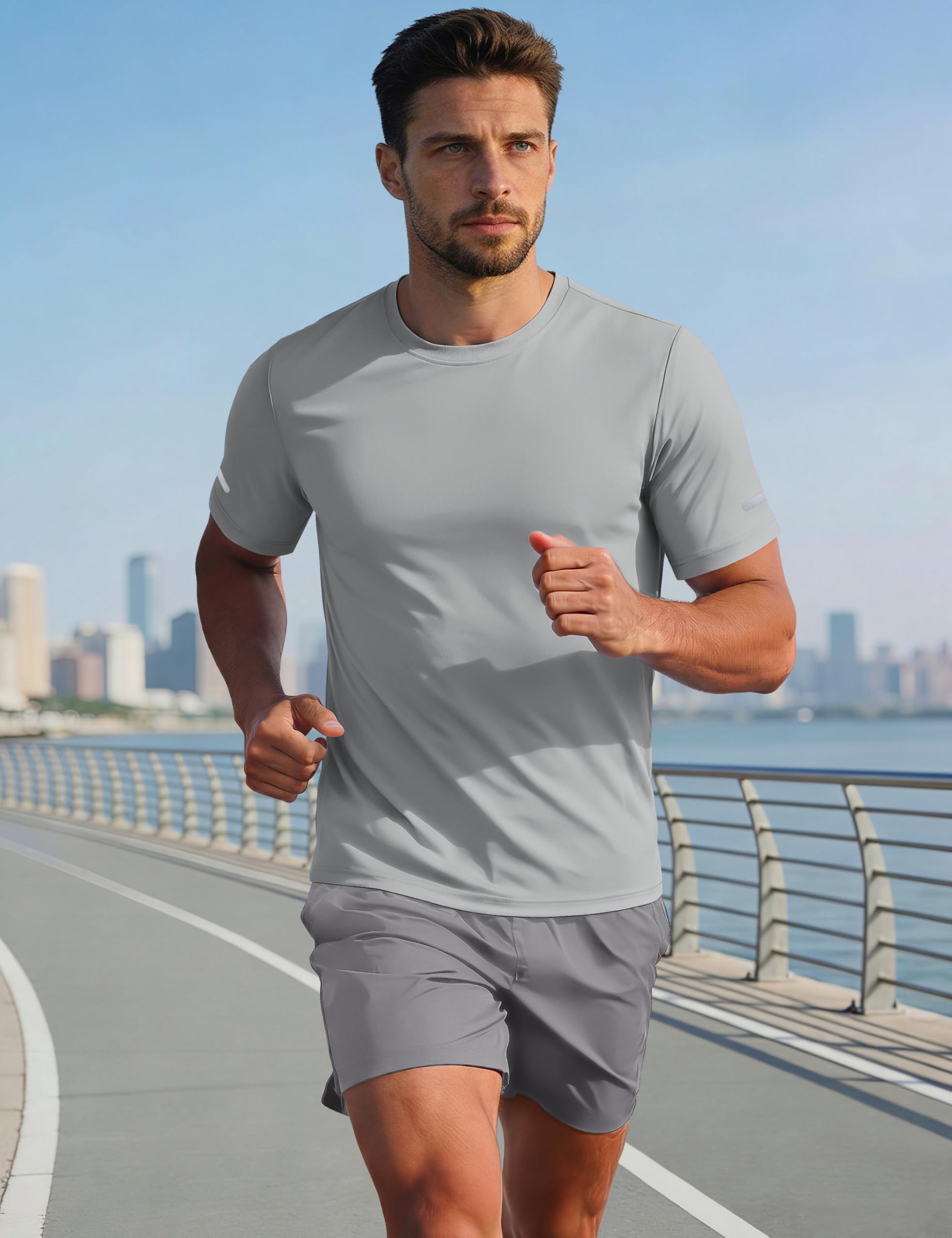 MAGCOMSEN Mens Workout Shirts Dry Fit Sun Protection Athletic Short Sleeve Shirt UPF 50+ Gym Running Swim Rash Guard Top