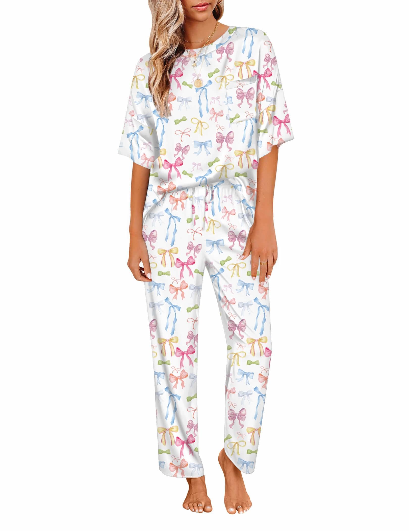 Ekouaer Pajamas for Women Set Silky Satin 2 Piece Lounge Sets with Pockets