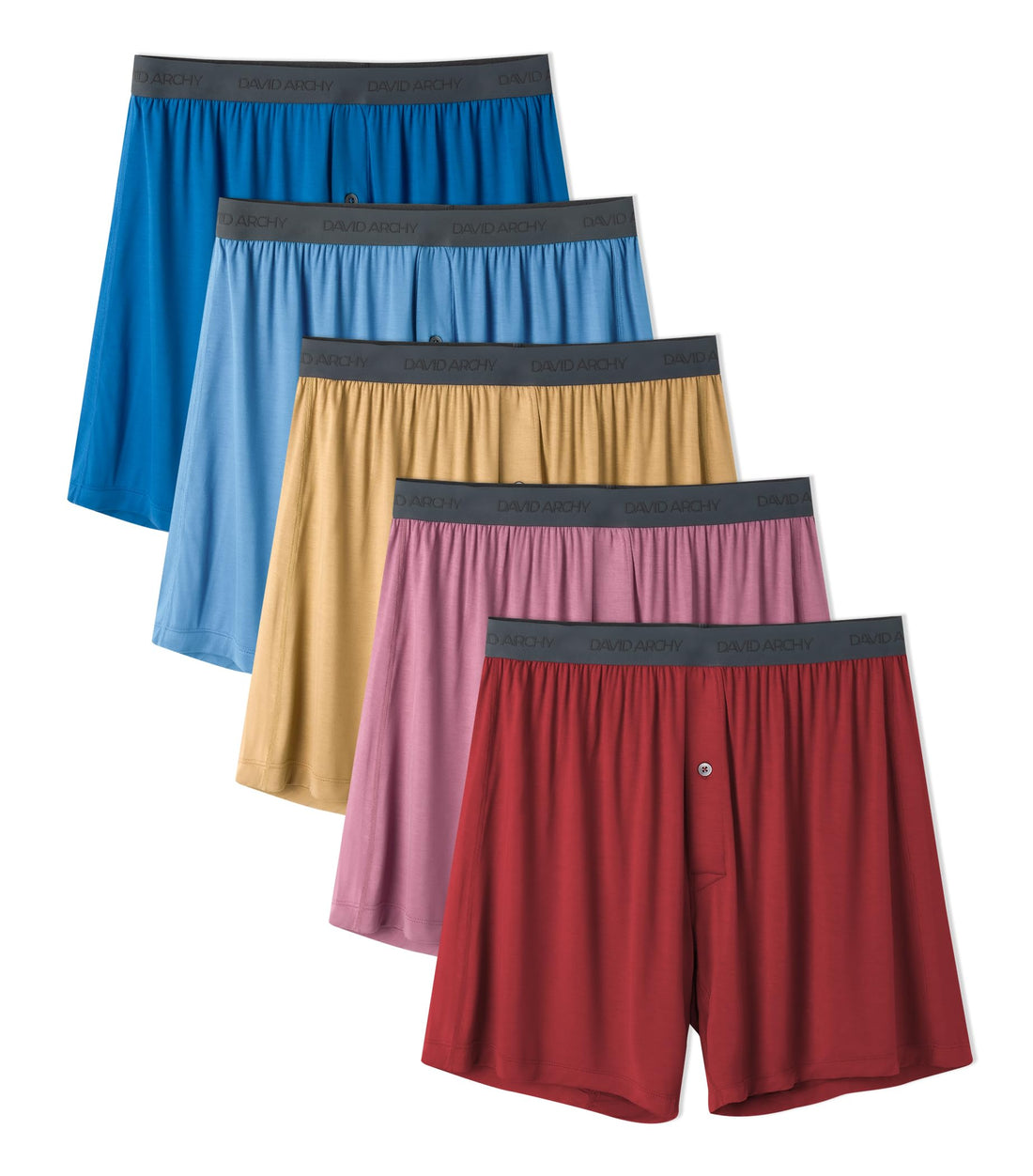 DAVID ARCHY Men's Bamboo Rayon Boxers Breathable Cooling Mens Boxer Shorts with Button Fly Relaxed Fit Underwear 3/4/5 Pack