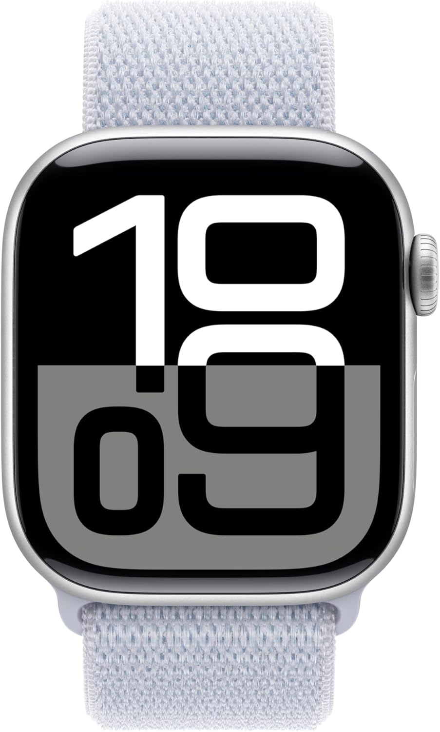 Apple Watch Series 10 [GPS 42mm case] Smartwatch with Silver Aluminum Case with Blue Cloud Sport Loop. Fitness Tracker, ECG App, Always-On Retina Display, Carbon Neutral