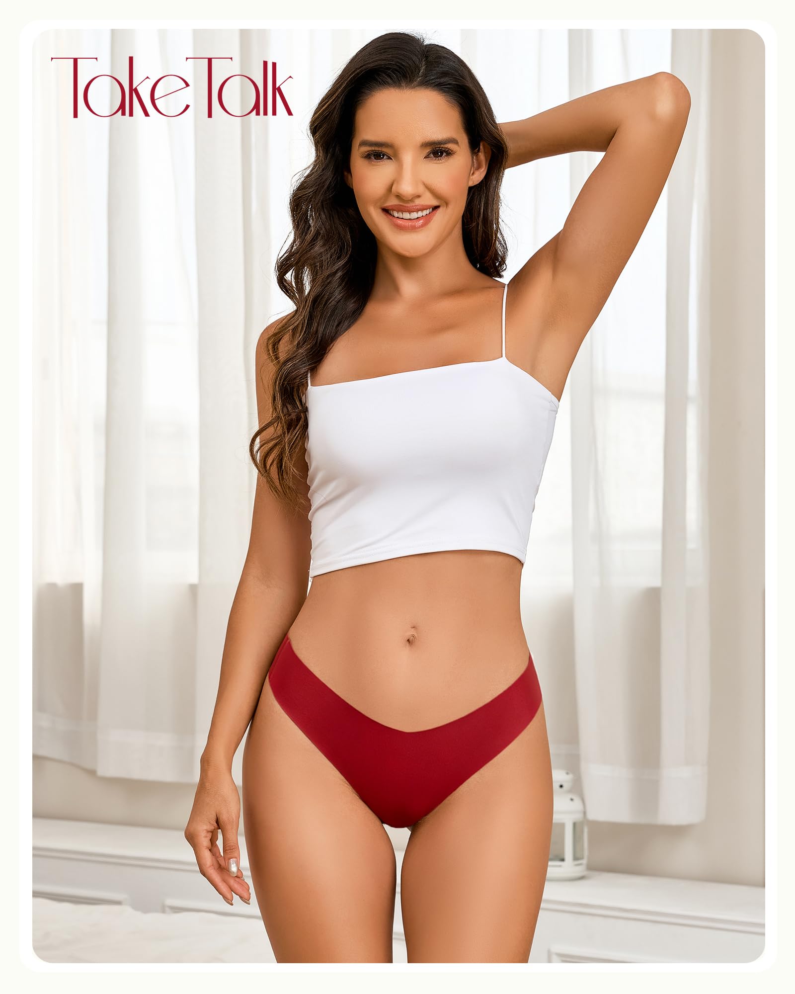 Take Talk Underwear Womens 9 Pack Seamless Thongs No Show Workout Panties | V-waisted Invisible Sexy Tangas,Lingerie for Women,for Workout Sets for Women,for Fitness Clothing,for Gym,Yoga,Running
