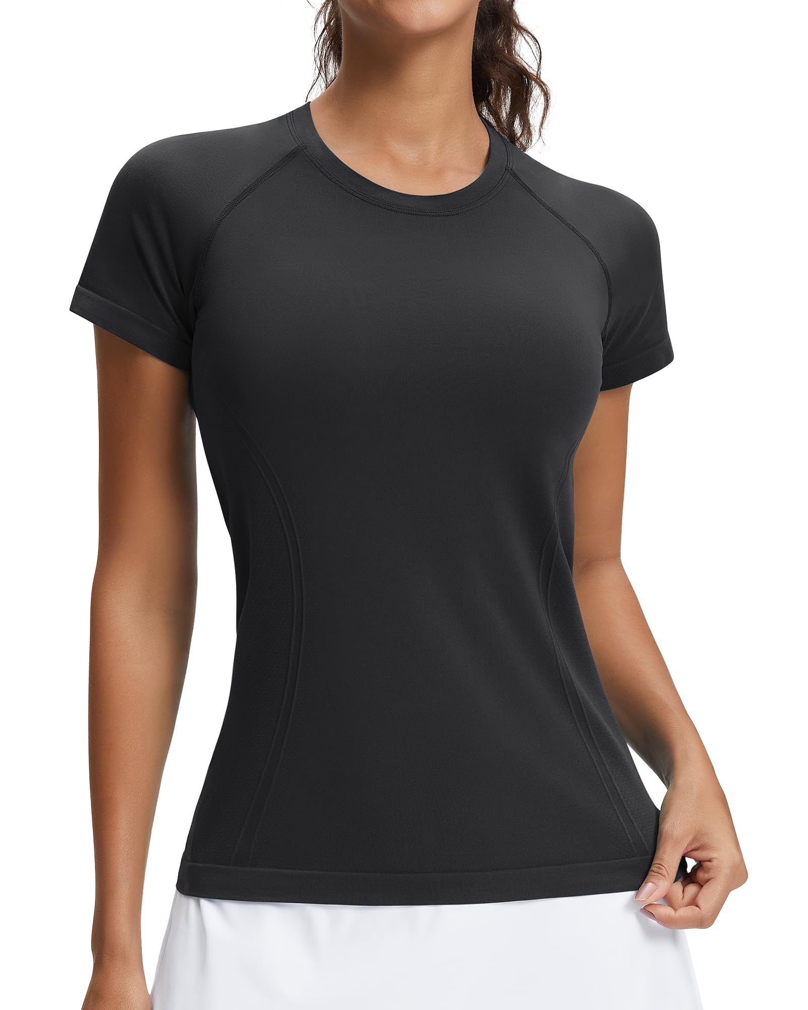 Stelle Womens Workout Tops Short Sleeve Seamless Athletic Shirts Yoga Gym Running T-Shirts