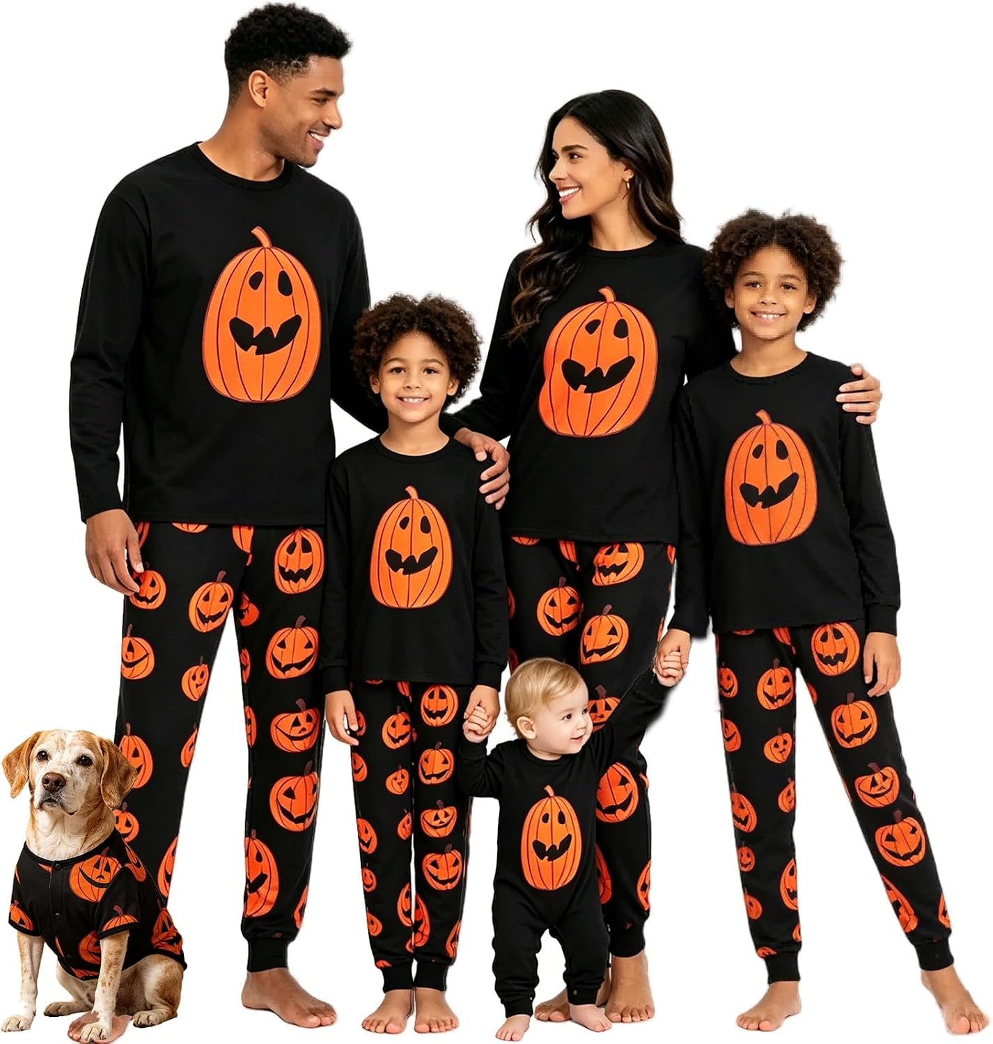 Matching Family Halloween Pajamas Set - Cute Pumpkin Print 2-Piece PJS for Adults & Kids | Holiday Family Pajamas