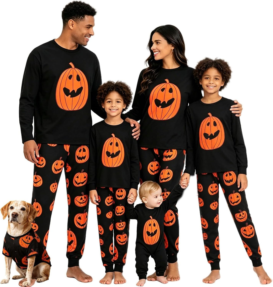 Matching Family Halloween Pajamas Set - Cute Pumpkin Print 2-Piece PJS for Adults & Kids | Holiday Family Pajamas
