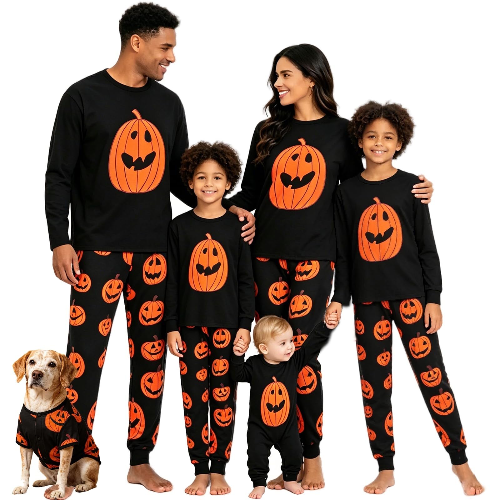 Matching Family Halloween Pajamas Set - Cute Pumpkin Print 2-Piece PJS for Adults & Kids | Holiday Family Pajamas