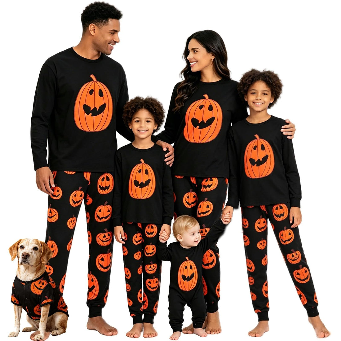Matching Family Halloween Pajamas Set - Cute Pumpkin Print 2-Piece PJS for Adults & Kids | Holiday Family Pajamas