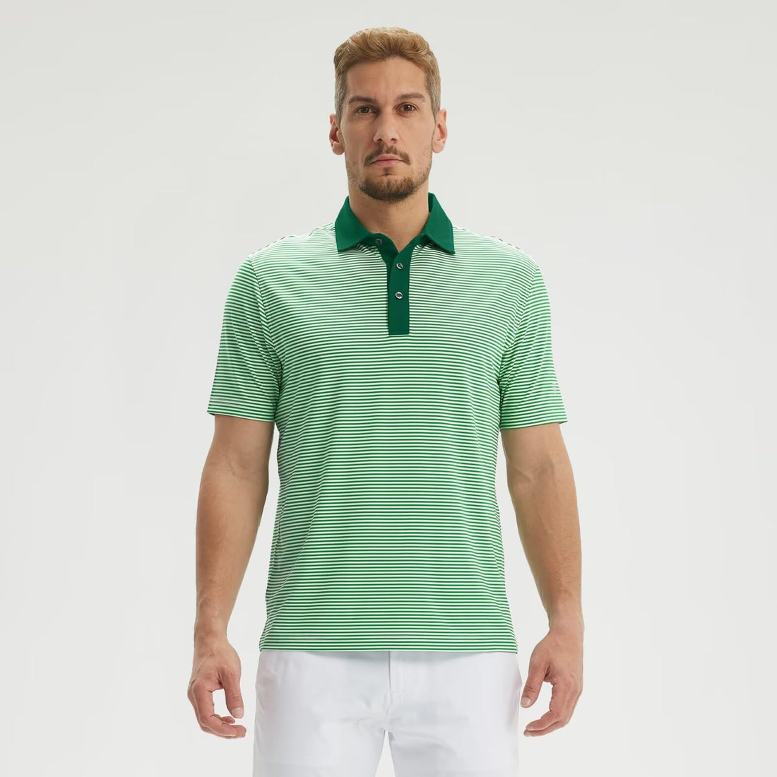 M MAELREG Golf Shirts for Men Moisture Wicking Dry Fit Striped Polo Performance Sport Mens Polo Shirts Short Sleeve