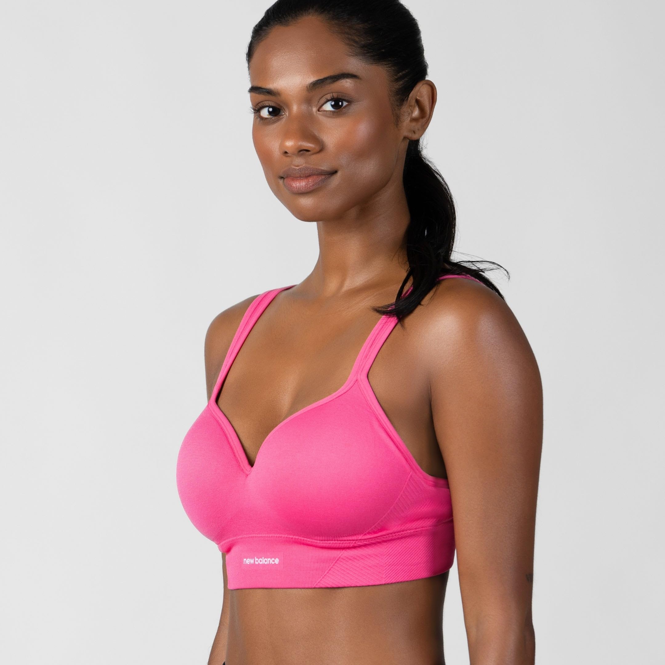 New Balance Women's Sports Bra with Molded Cups, High Impact Athletic Workout Set, Crisscross Strap, Seamless Bra for Women,