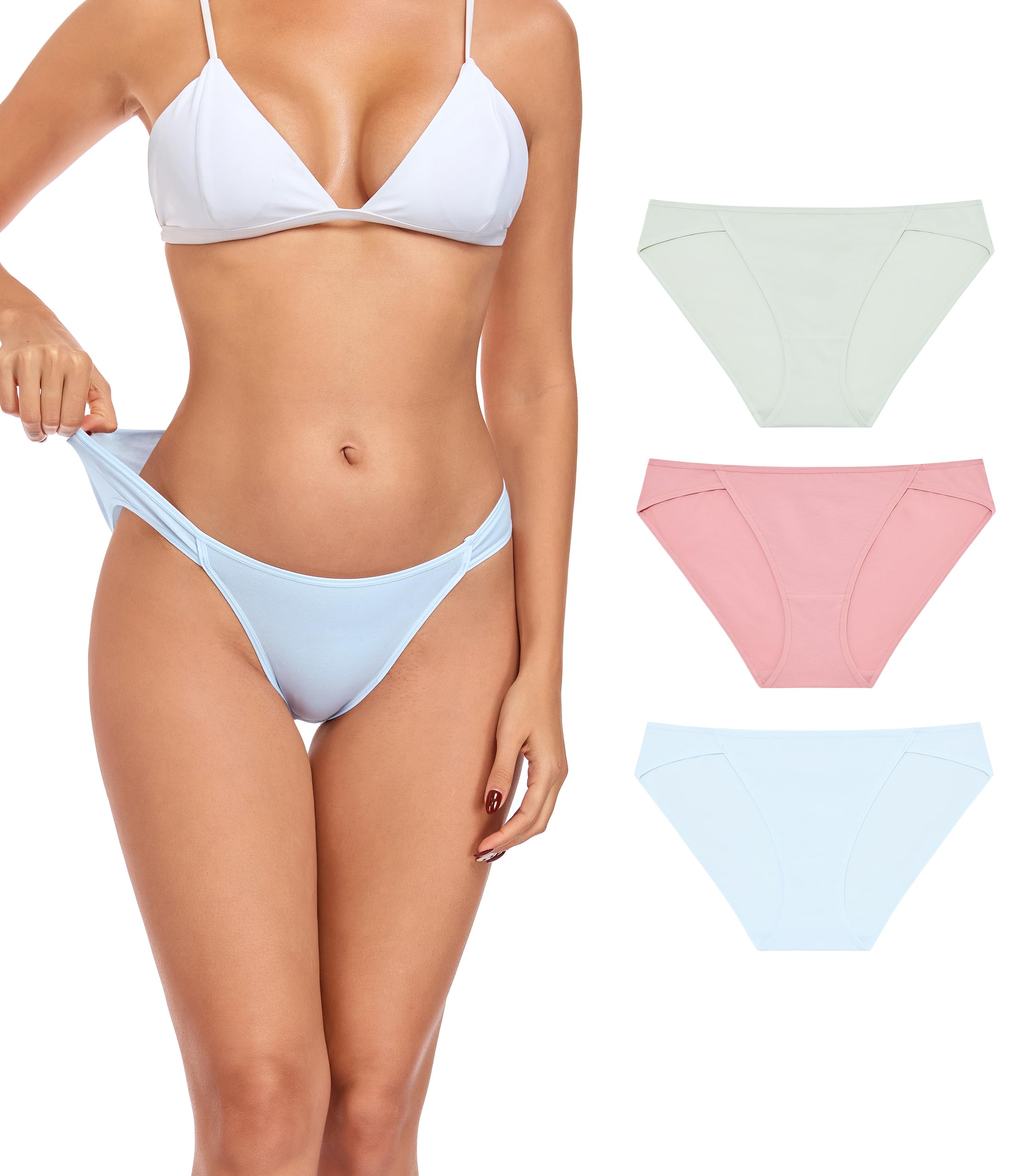 ANLIQI Women's Cotton Modal Ployamide Bikini Panties, Soft Moisture Wicking Hipster Briefs Undies for Ladies Multi-Pack