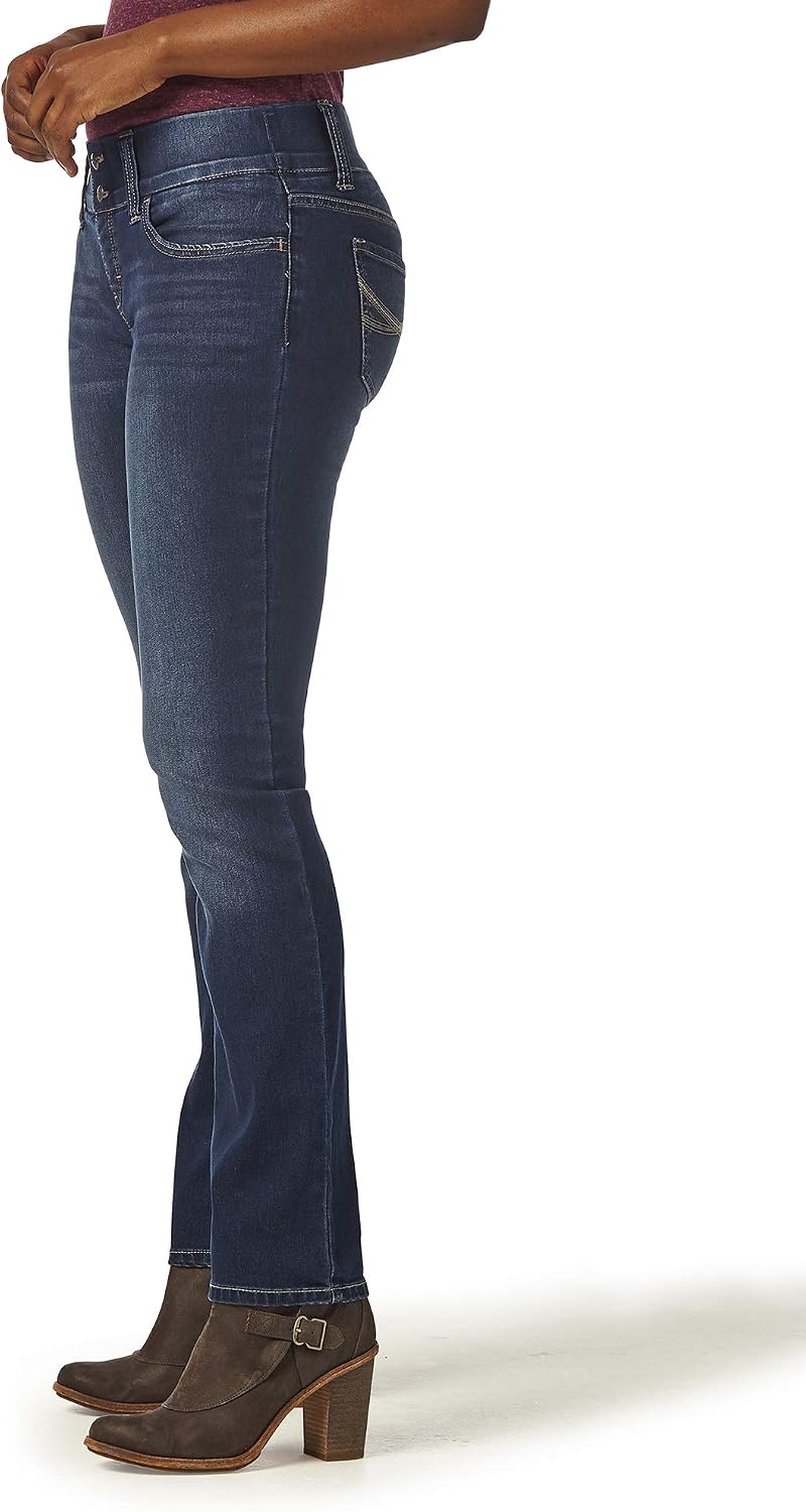 Riders by Lee Indigo Women's Pull On Waist Smoother Straight Leg Jean
