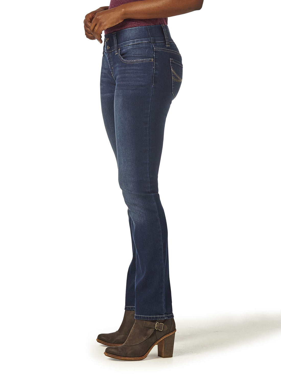 Riders by Lee Indigo Women's Pull On Waist Smoother Straight Leg Jean