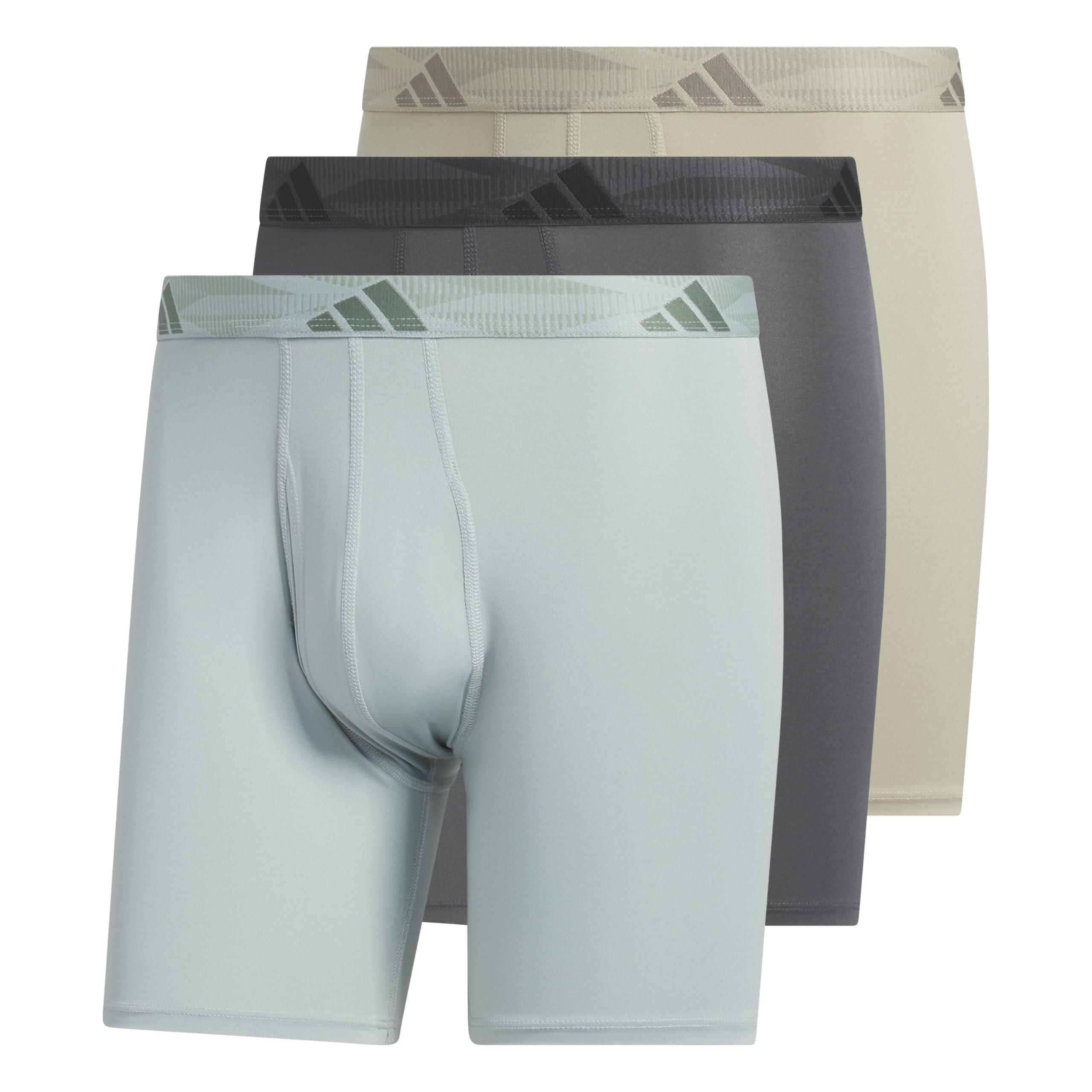adidas Men's Microfiber Boxer Briefs (3-pack) performance Stretch Moisture-wicking Underwear
