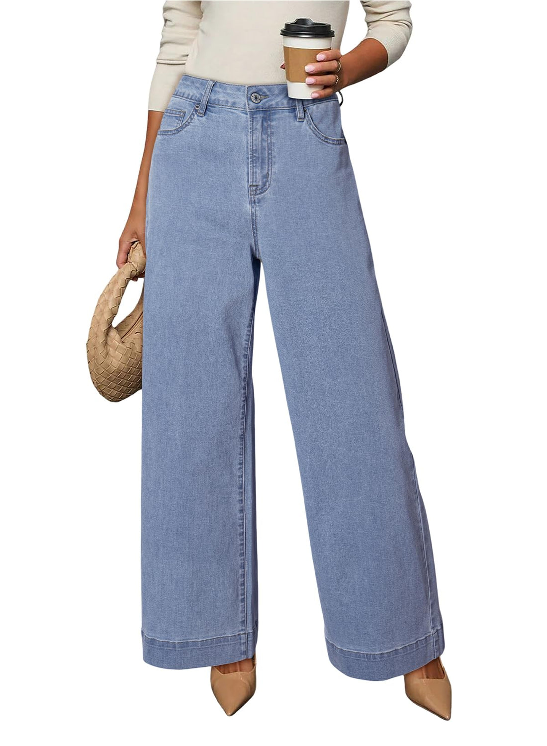 Dokotoo Women's Casual High Waisted Jeans Stretch Wide Leg Loose Denim Pant | Baggy Jeans Women, Stretchy Straight Leg Pants, High Waisted Jeans for Women, Loose Fit, Casual Wear