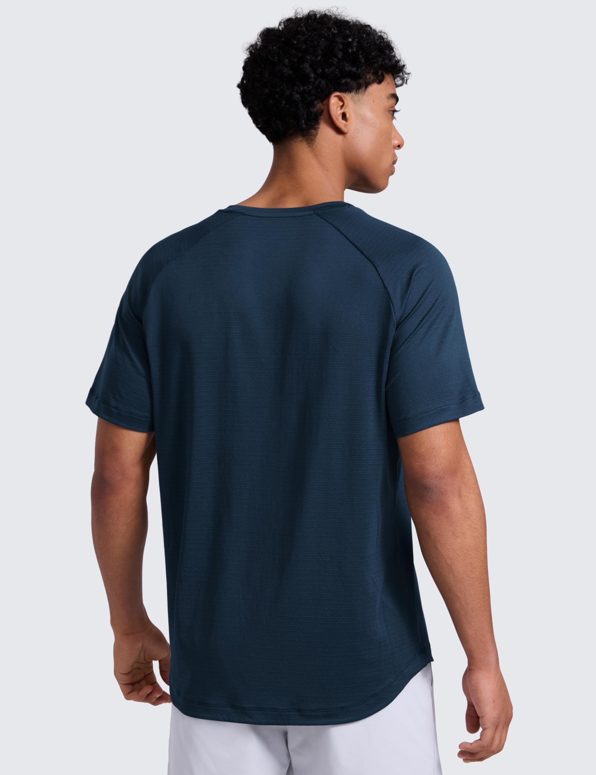 CRZ YOGA Breathable Texture Crewneck T-Shirts | Workout, Quick Dry, Lightweight, Classic Fit, Round Scallop Back, Short Sleeve Shirts for Men