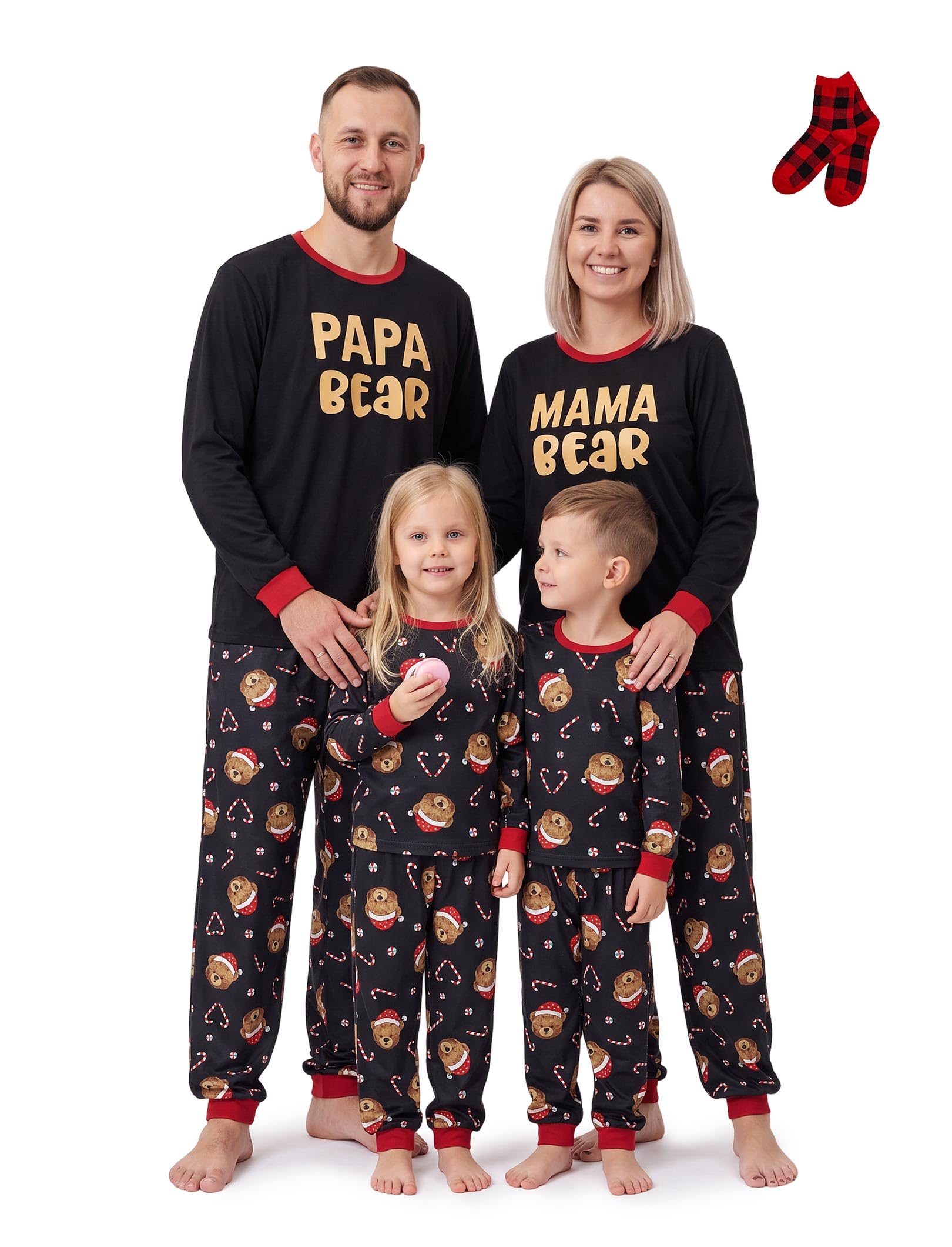 PATPAT Family Christmas Pajamas Matching Sets Gingerbread PJs with Socks
