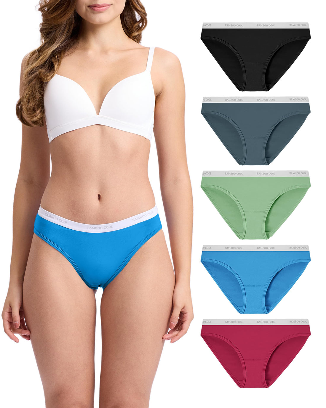 BAMBOO COOL Womens Underwear Bikini Underpants Hipster Ladies Panties Soft Stretch Breathable Panties for Women, 5-Pack