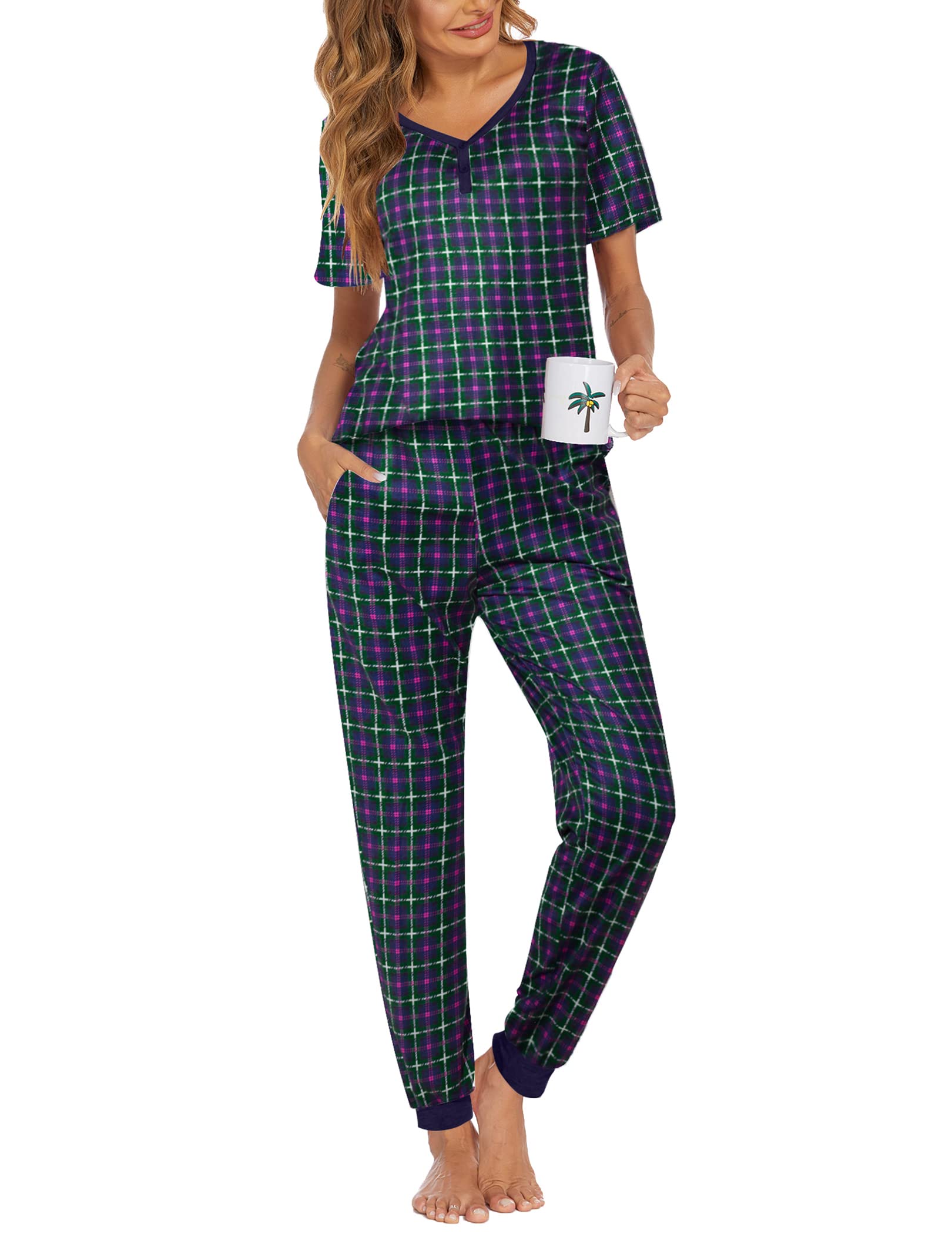 Ekouaer Pajamas for Women Set 2 Piece Fall Sleepwear with Pockets