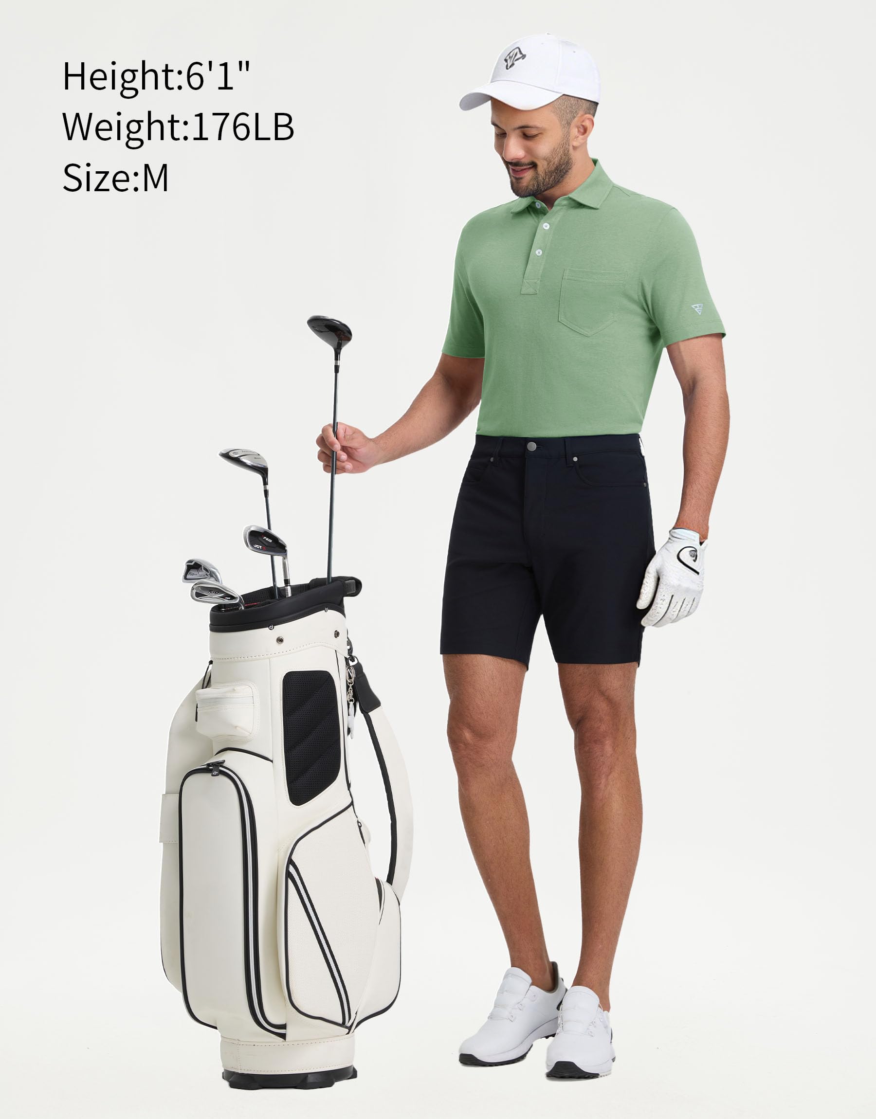 M MAELREG Mens Golf Shirts Short Sleeve Lightweight Soft Cotton Blend with Pocket Summer Casual Daily Wear
