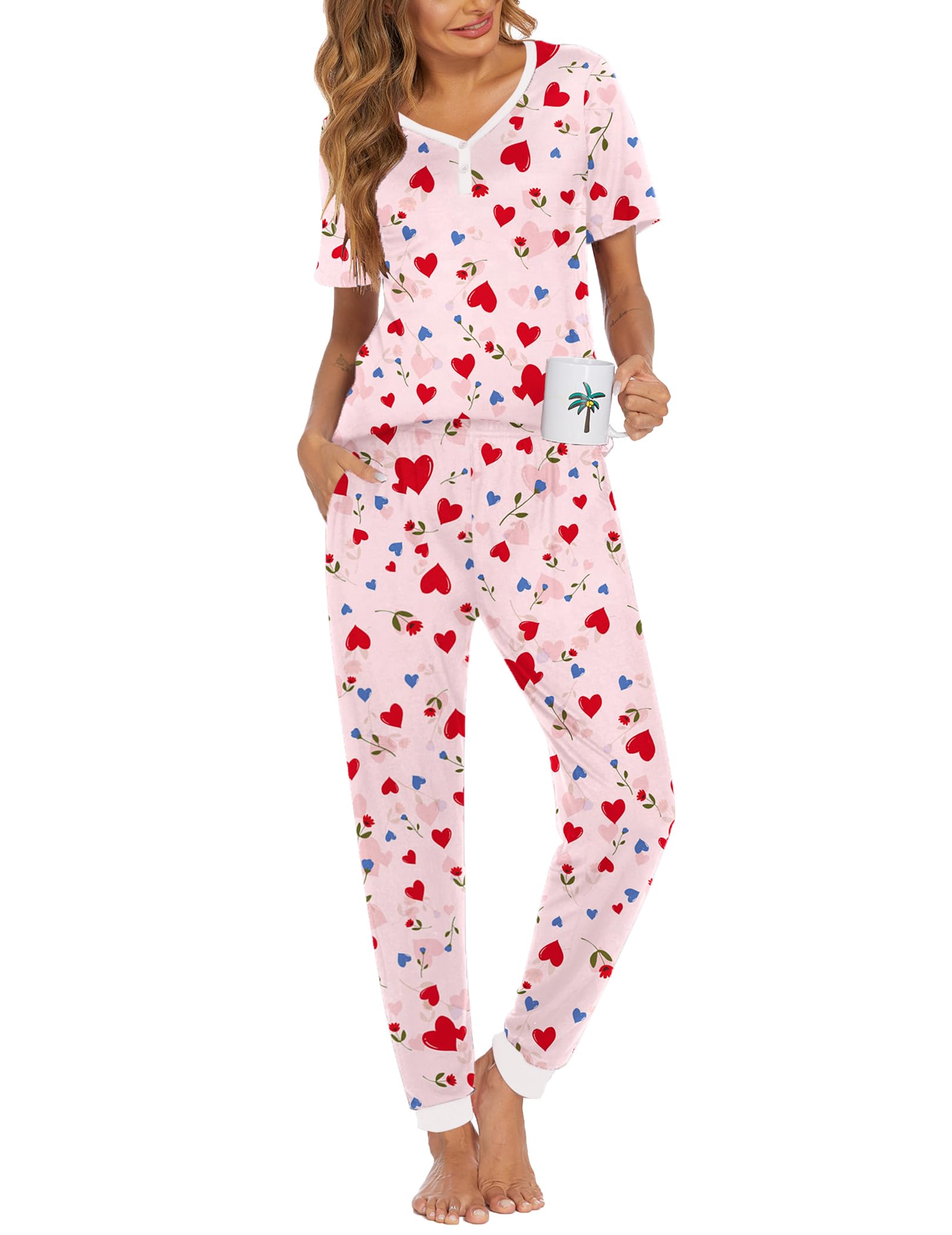 Ekouaer Pajamas for Women Set 2 Piece Fall Sleepwear with Pockets