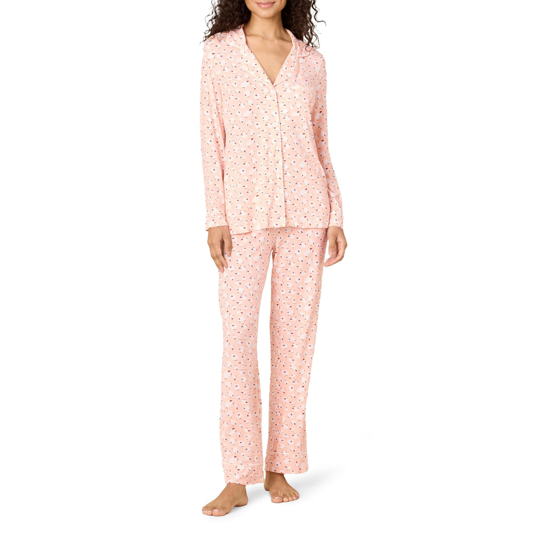 Amazon Essentials x Sofia Grainge Women's Stretch Modal Long-Sleeve Button-Front Top and Full-Length Bottom Pajama Set