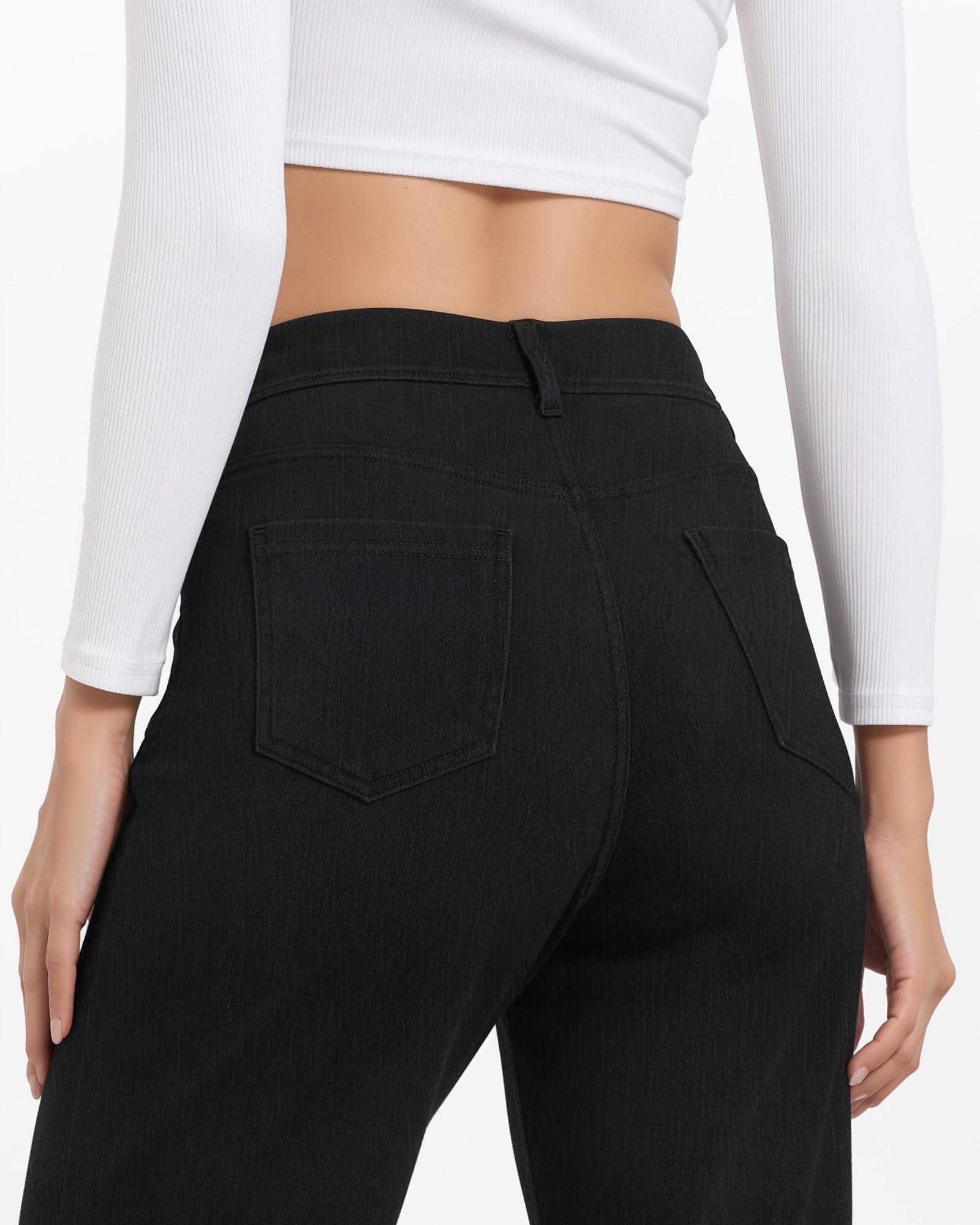 Pull On Jeans for Women Wide Leg High Waisted Stretch Baggy Jeans Casual Trendy Straight Denim Pants (with Plus Size)