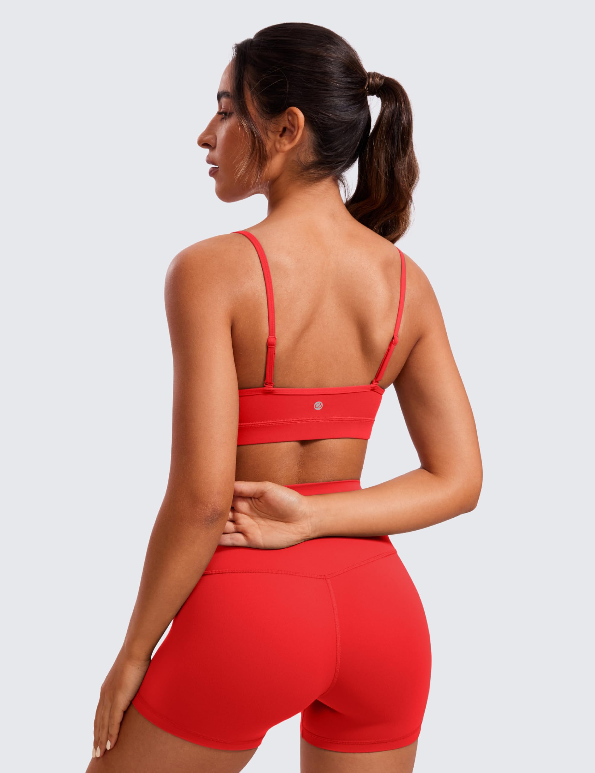 CRZ YOGA Butterluxe V Neck Sports Bras | Light Support, Removable Pads, Yoga, Extremely Soft, Square Back, Adjustable Spaghetti Straps, for Women