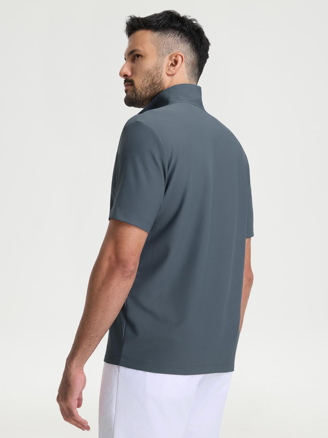 M MAELREG Golf Shirt for Men Zipper Waffle Texture Moisture Wicking Dry Fit Collared Lightweight Mens Polo Shirt Short Sleeve